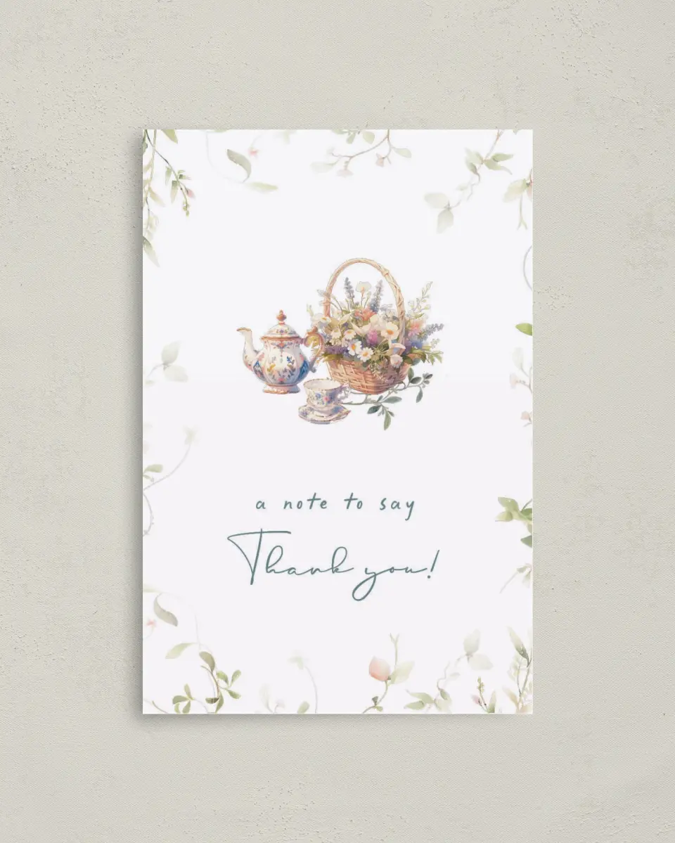 This is a 4" x 6" Folded Newlywed called Tea Party for You printed in full color on Premium Smooth paper