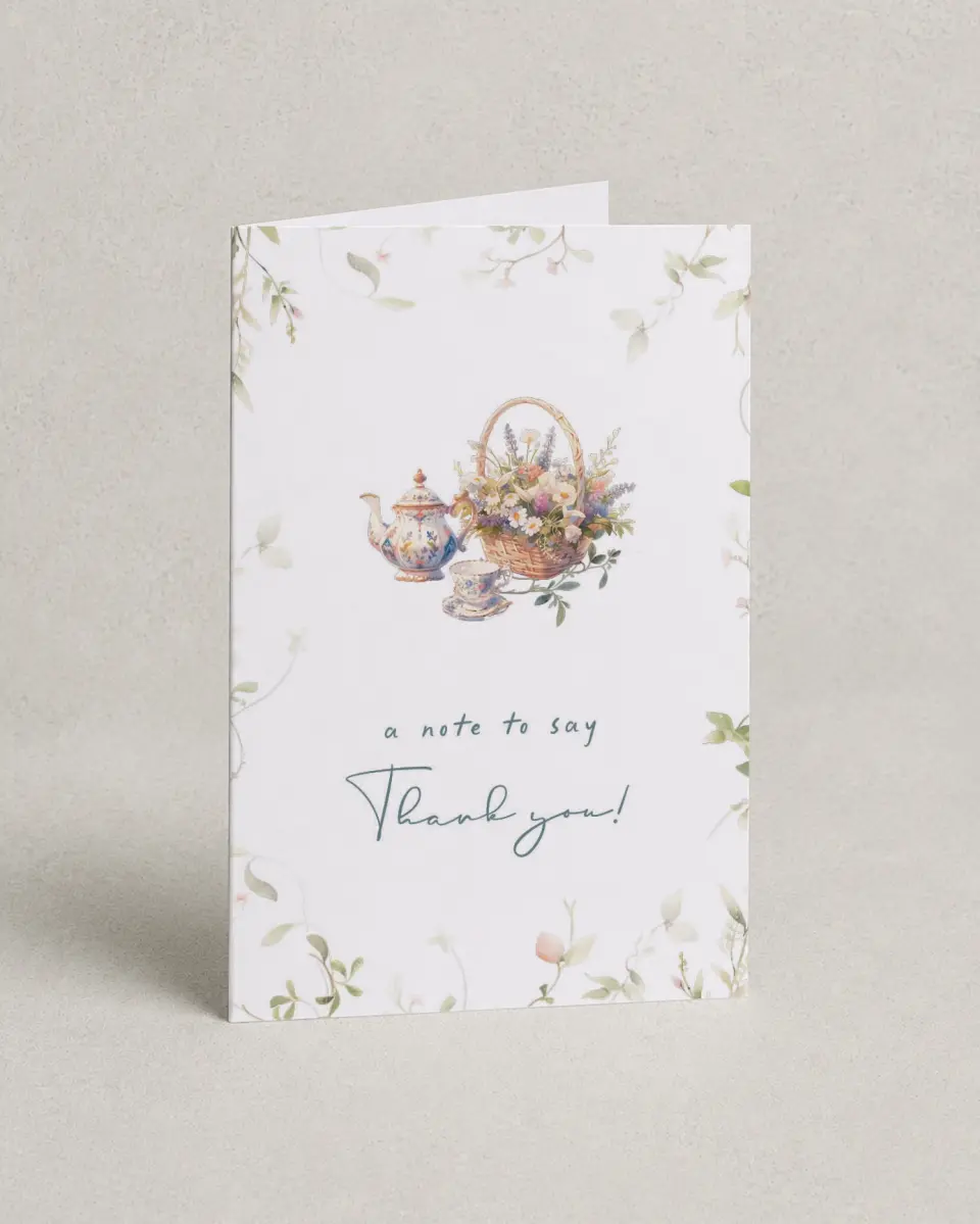 This is a 4" x 6" Folded Newlywed called Tea Party for You printed in full color on Premium Smooth paper