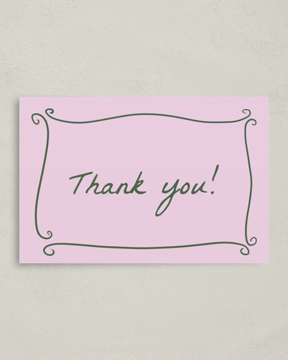 This is a 4" x 6" Folded Newlywed called Pretty & Frilly printed in full color on Premium Smooth paper