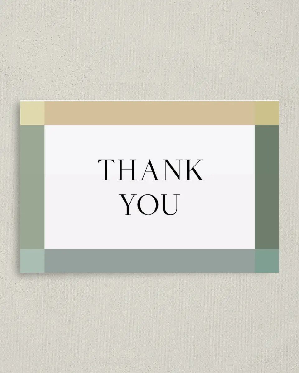 This is a 4" x 6" Folded Thank You Card called Colorblock Celebration printed in full color on Premium Smooth paper