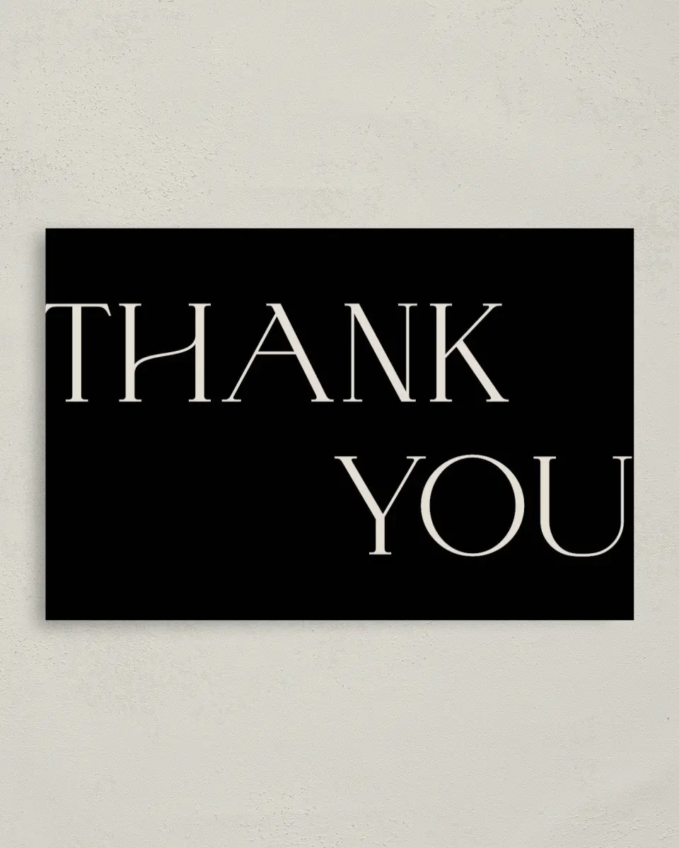 This is a 4" x 6" Folded Thank You Card called Big 50 printed in full color on Premium Smooth paper