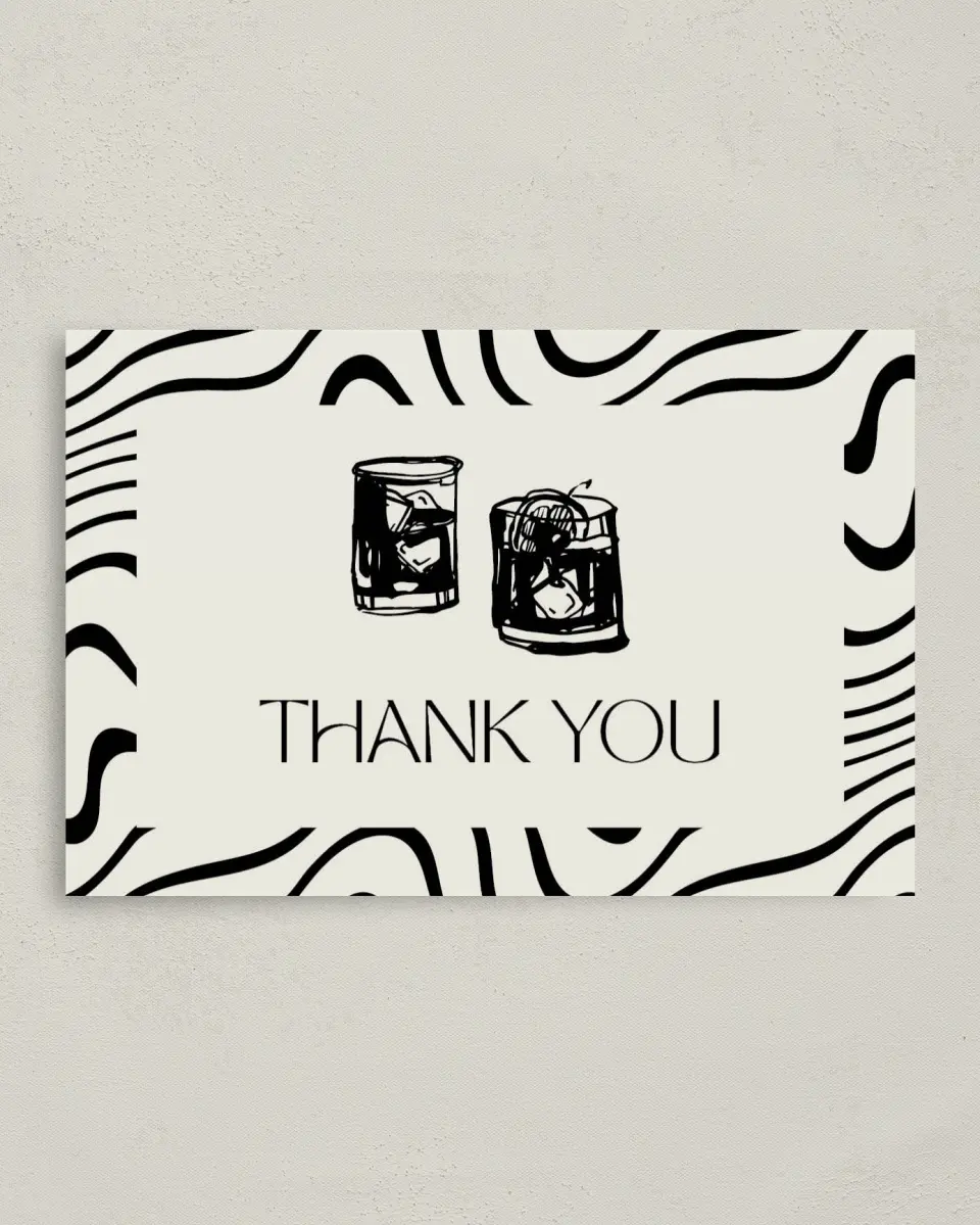 This is a 4" x 6" Folded Thank You Card called Old Fashioned printed in full color on Premium Smooth paper