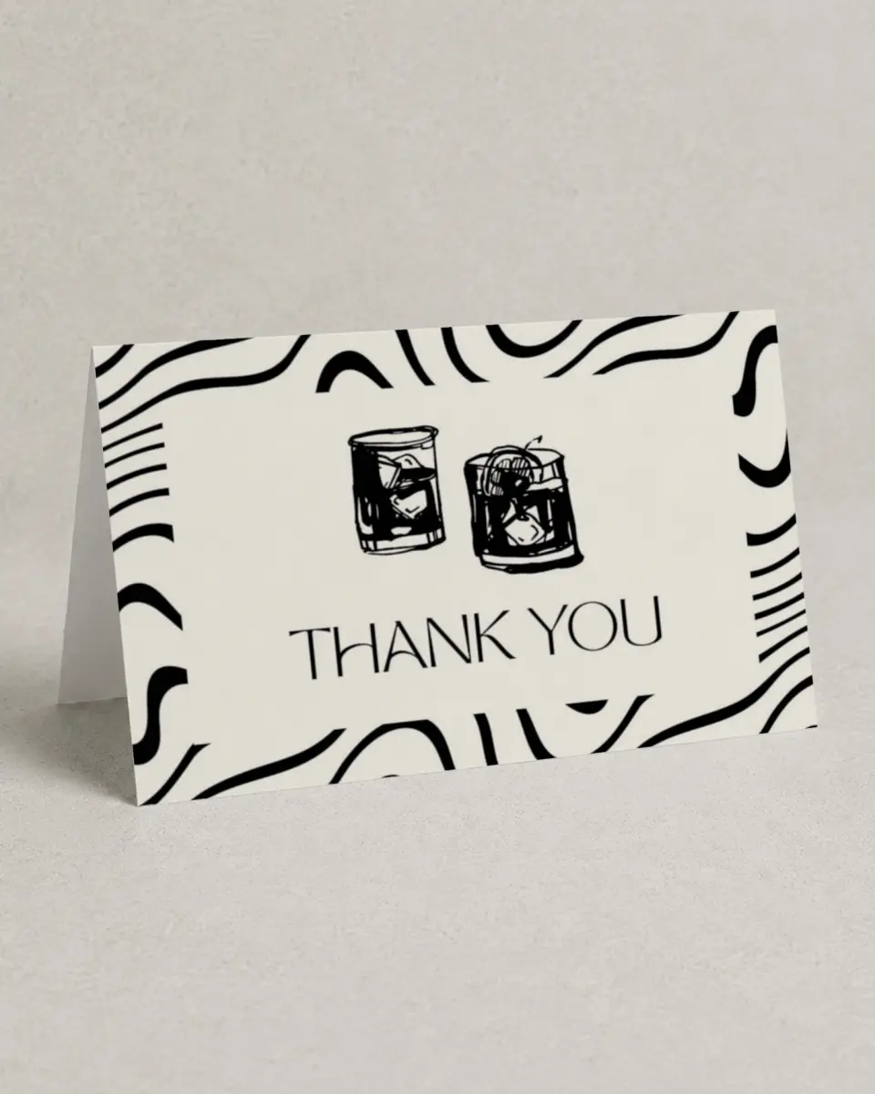This is a 4" x 6" Folded Thank You Card called Old Fashioned printed in full color on Premium Smooth paper
