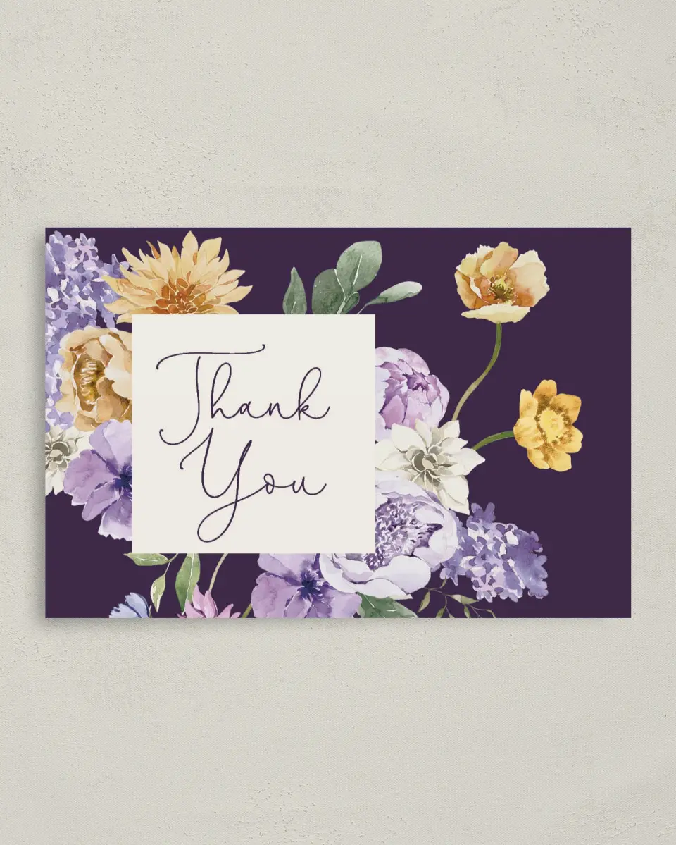 This is a 4" x 6" Folded Thank You Card called Blossom Bliss printed in full color on Premium Smooth paper