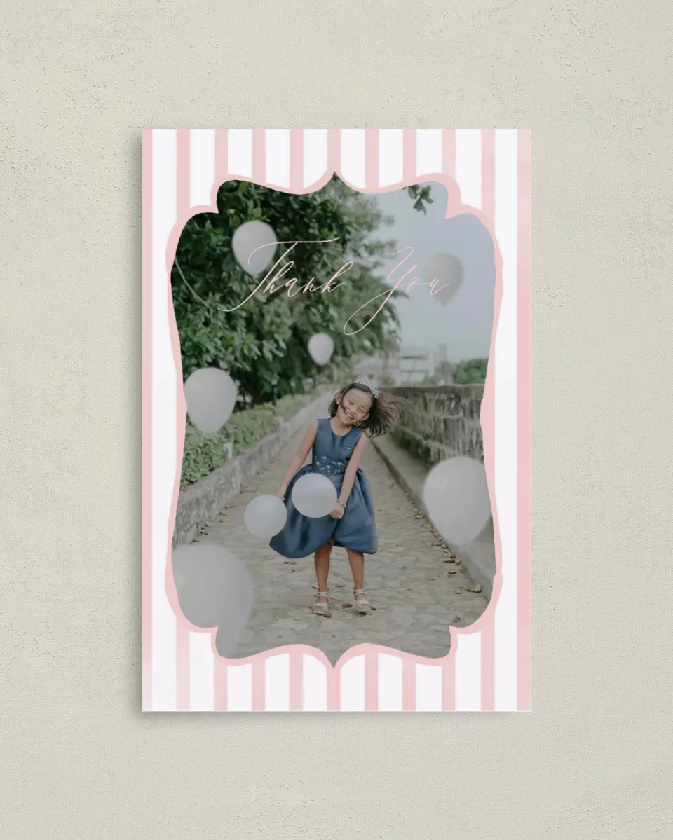 This is a 4" x 6" Folded Thank You Card called Birthday Tea printed in full color on Premium Smooth paper