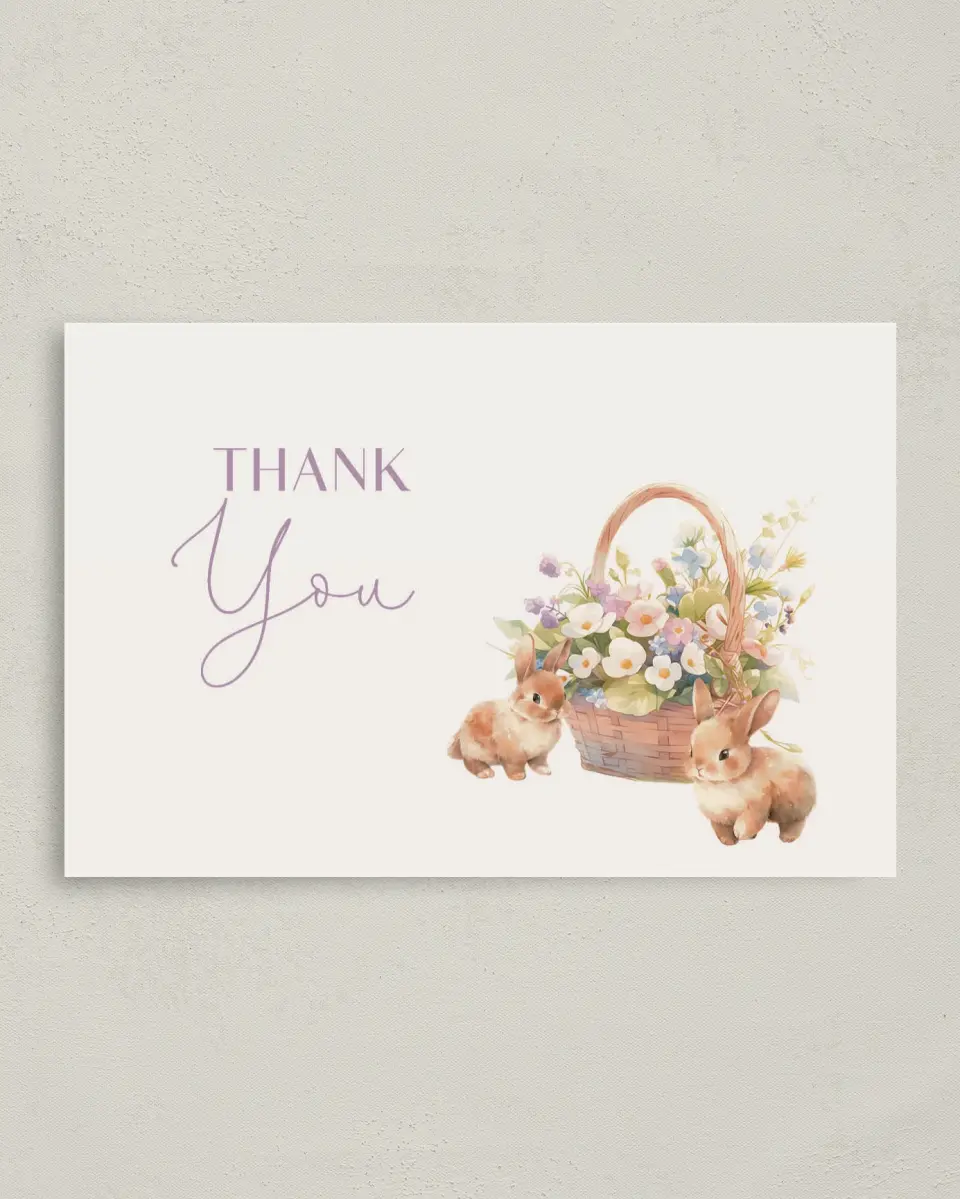 This is a 4" x 6" Folded Thank You Card called Some Bunny printed in full color on Premium Smooth paper