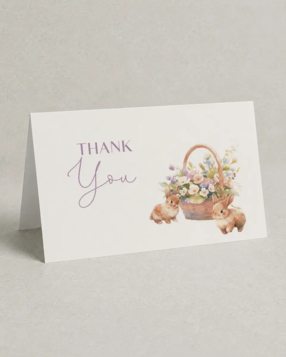 This is a 4" x 6" Folded Thank You Card called Some Bunny printed in full color on Premium Smooth paper