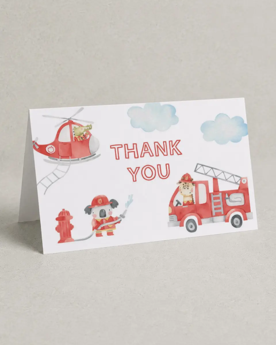 This is a 4" x 6" Folded Thank You Card called Two the Rescue printed in full color on Premium Smooth paper