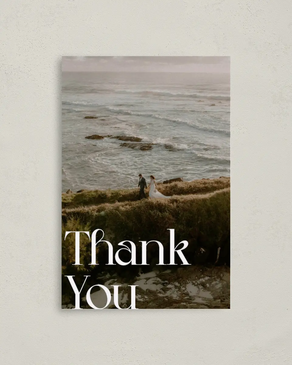 This is a 4" x 6" Folded Thank You Card called The Abigail printed in full color on Premium Smooth paper