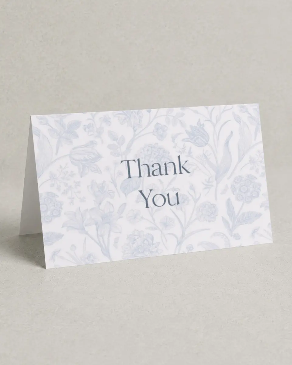 This is a 4" x 6" Folded Thank You Card called The Gabriella printed in full color on Premium Smooth paper
