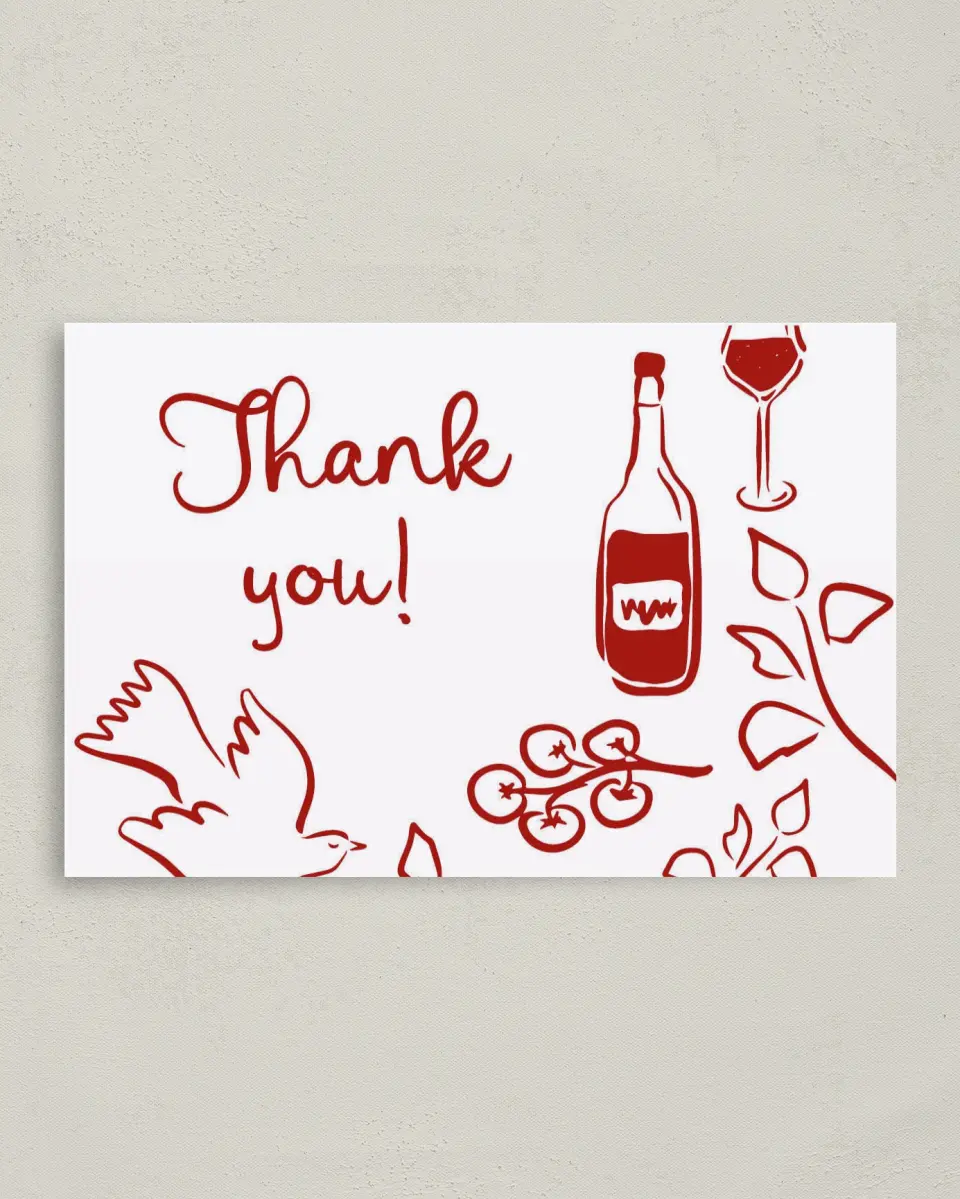 This is a 4" x 6" Folded Thank You Card called Love Birds printed in full color on Premium Smooth paper