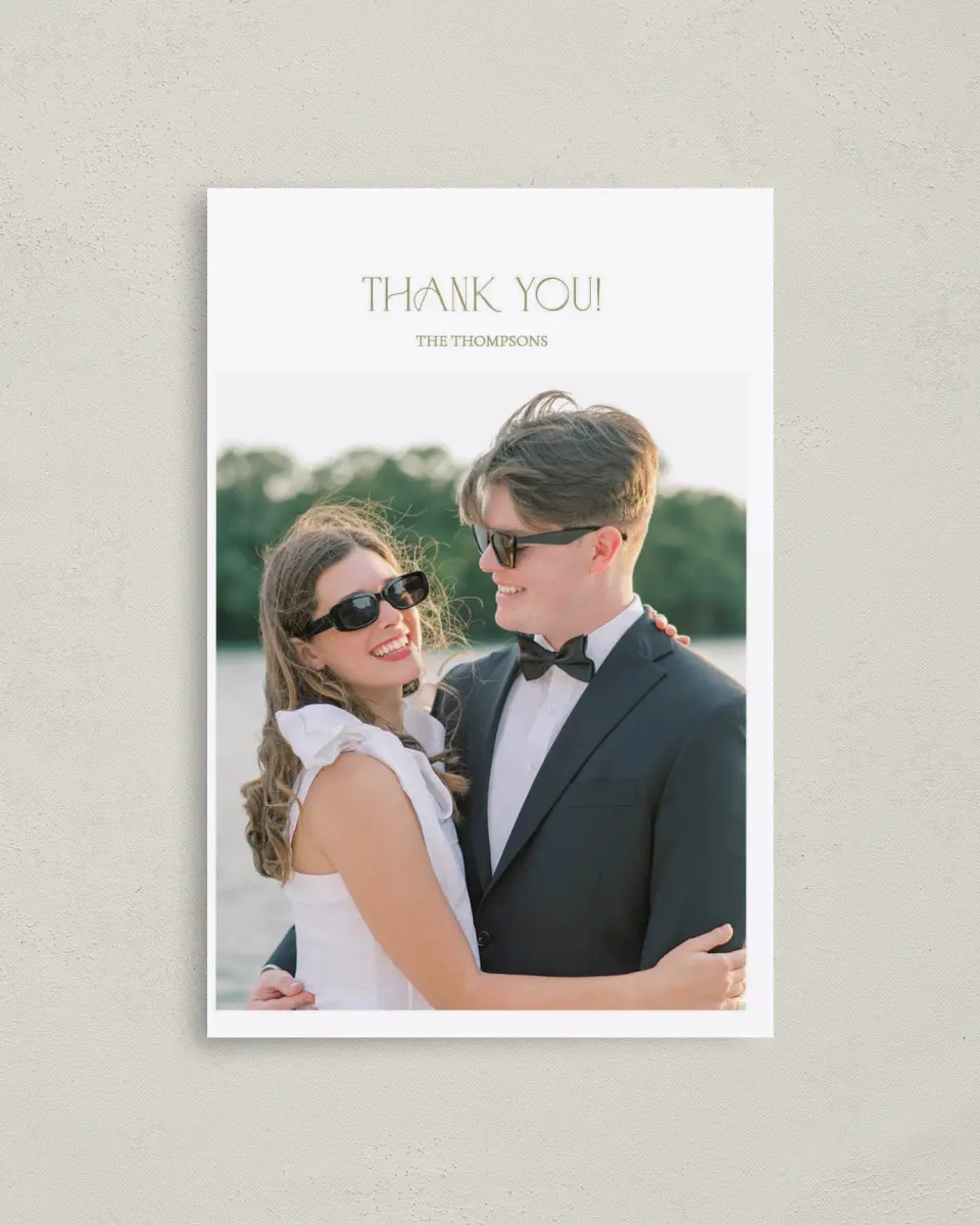 This is a 4" x 6" Folded Thank You Card called Forever in Bloom printed in full color on Premium Smooth paper