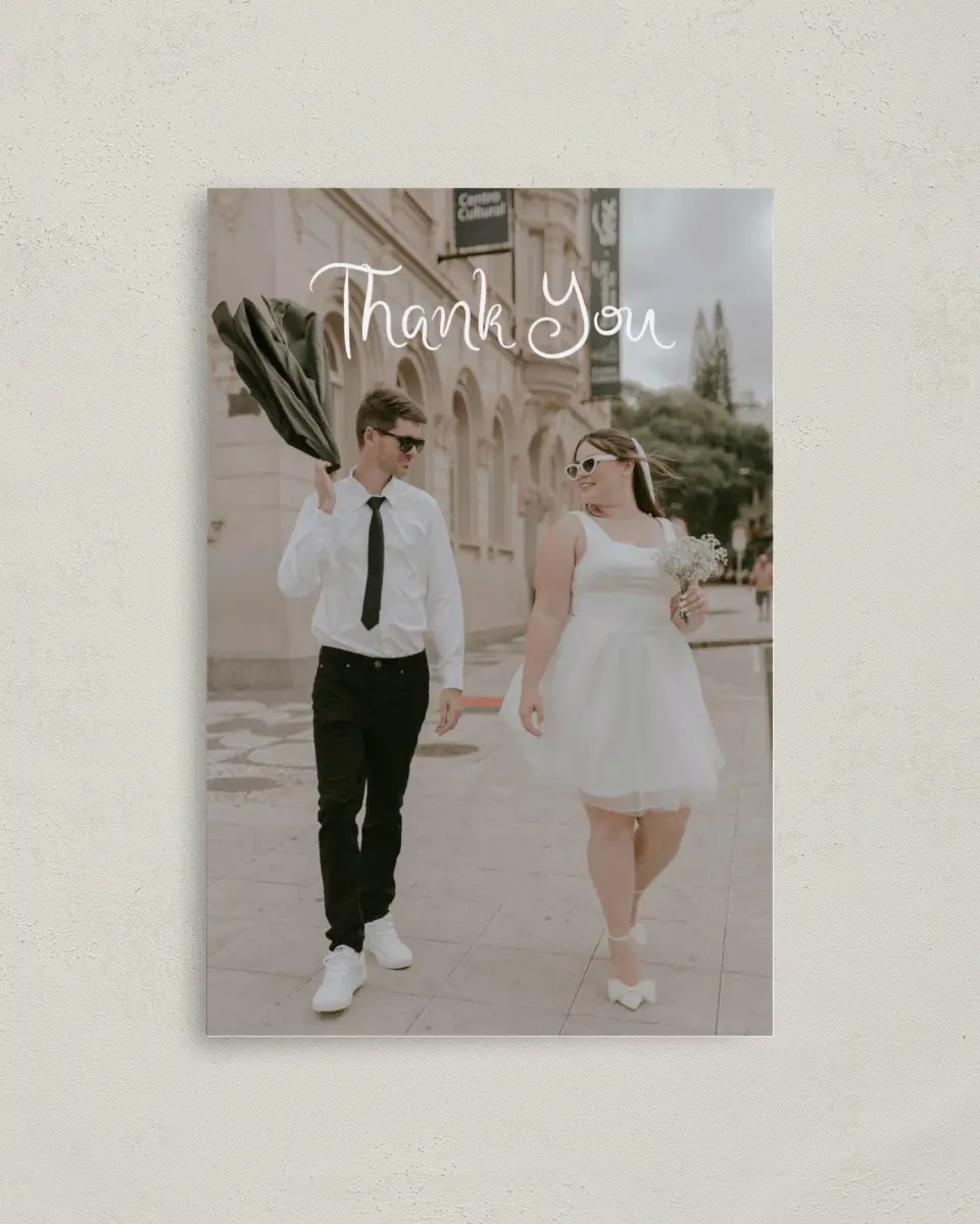 This is a 4" x 6" Folded Thank You Card called The Micayla printed in full color on Premium Smooth paper