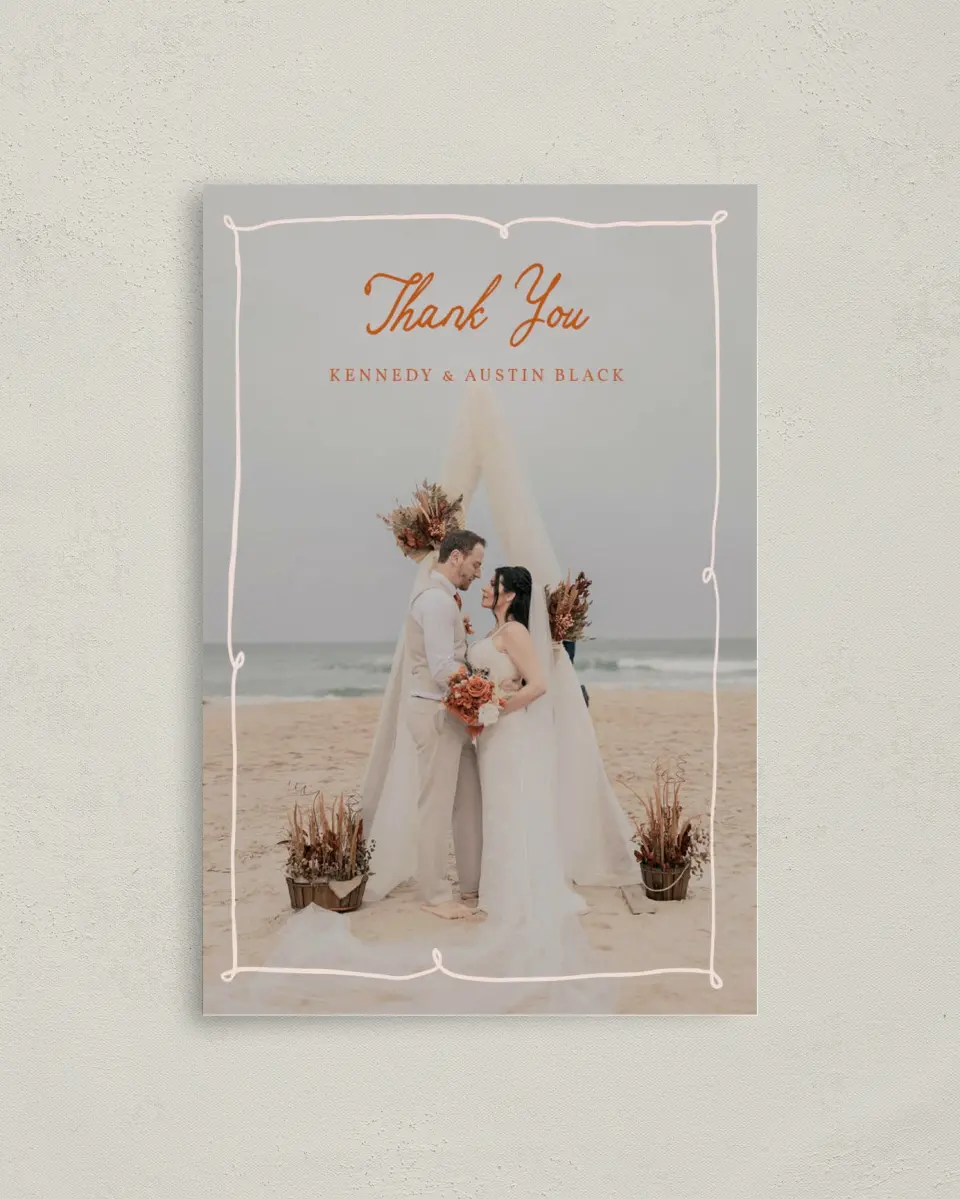 This is a 4" x 6" Folded Thank You Card called The Kennedy printed in full color on Premium Smooth paper