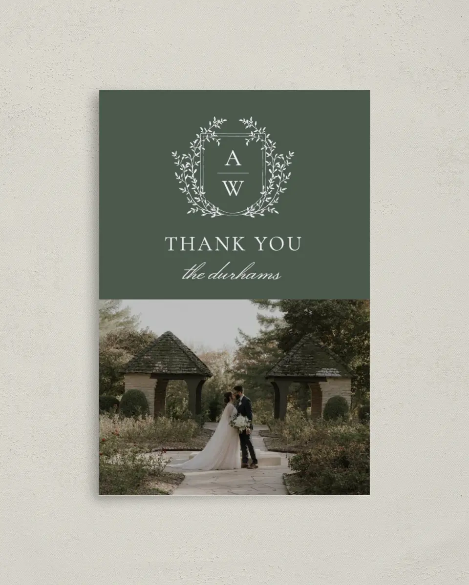 This is a 4" x 6" Folded Thank You Card called The Adaline printed in full color on Premium Smooth paper