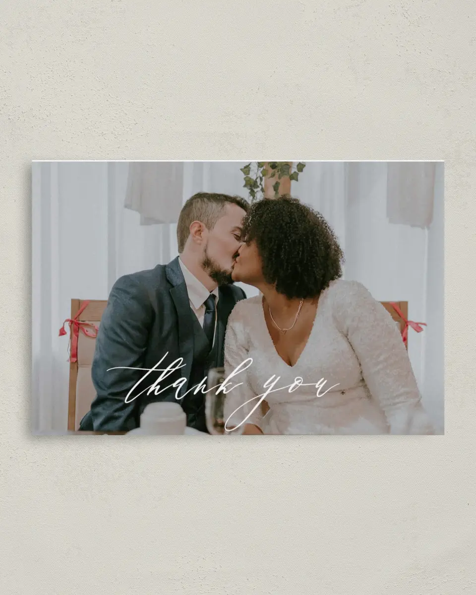 This is a 4" x 6" Folded Thank You Card called Blushing Rose printed in full color on Premium Smooth paper