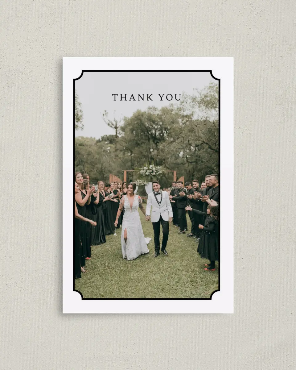 This is a 4" x 6" Folded Thank You Card called Elegant Tradition printed in full color on Premium Smooth paper
