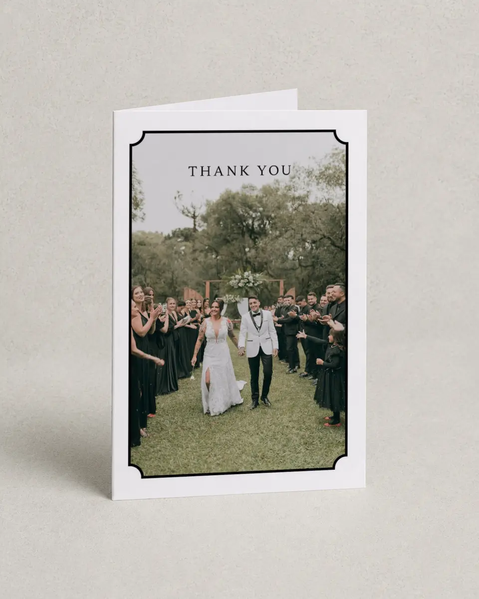 This is a 4" x 6" Folded Thank You Card called Elegant Tradition printed in full color on Premium Smooth paper
