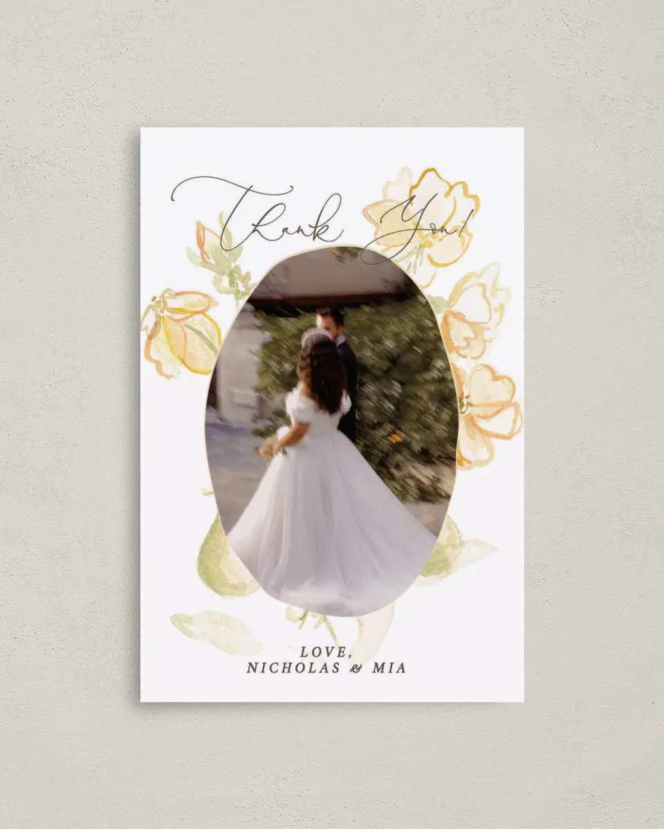 This is a 4" x 6" Folded Thank You Card called Royal Glory printed in full color on Premium Smooth paper