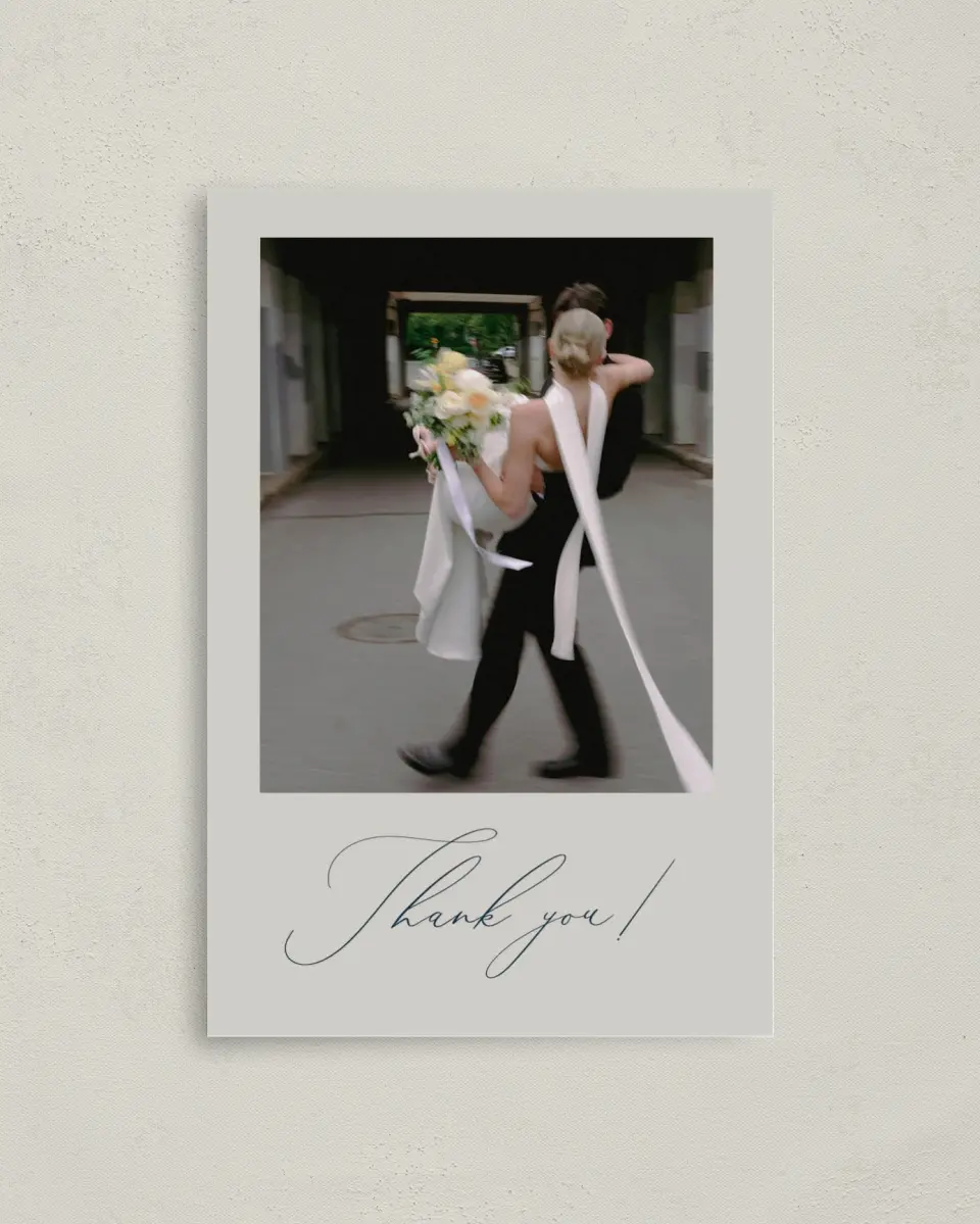 This is a 4" x 6" Folded Thank You Card called Bridge To Love printed in full color on Premium Smooth paper