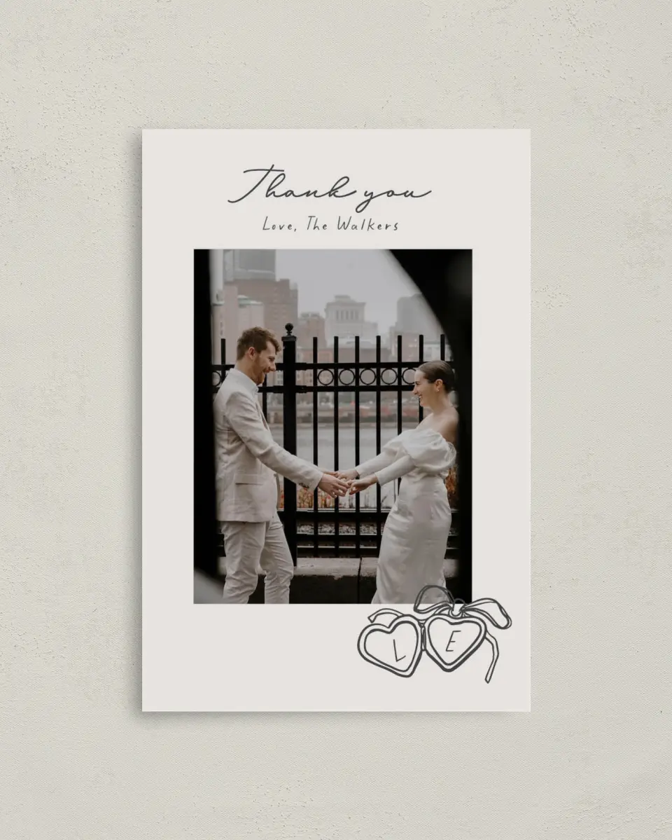 This is a 4" x 6" Folded Thank You Card called Locket of Love printed in full color on Premium Smooth paper