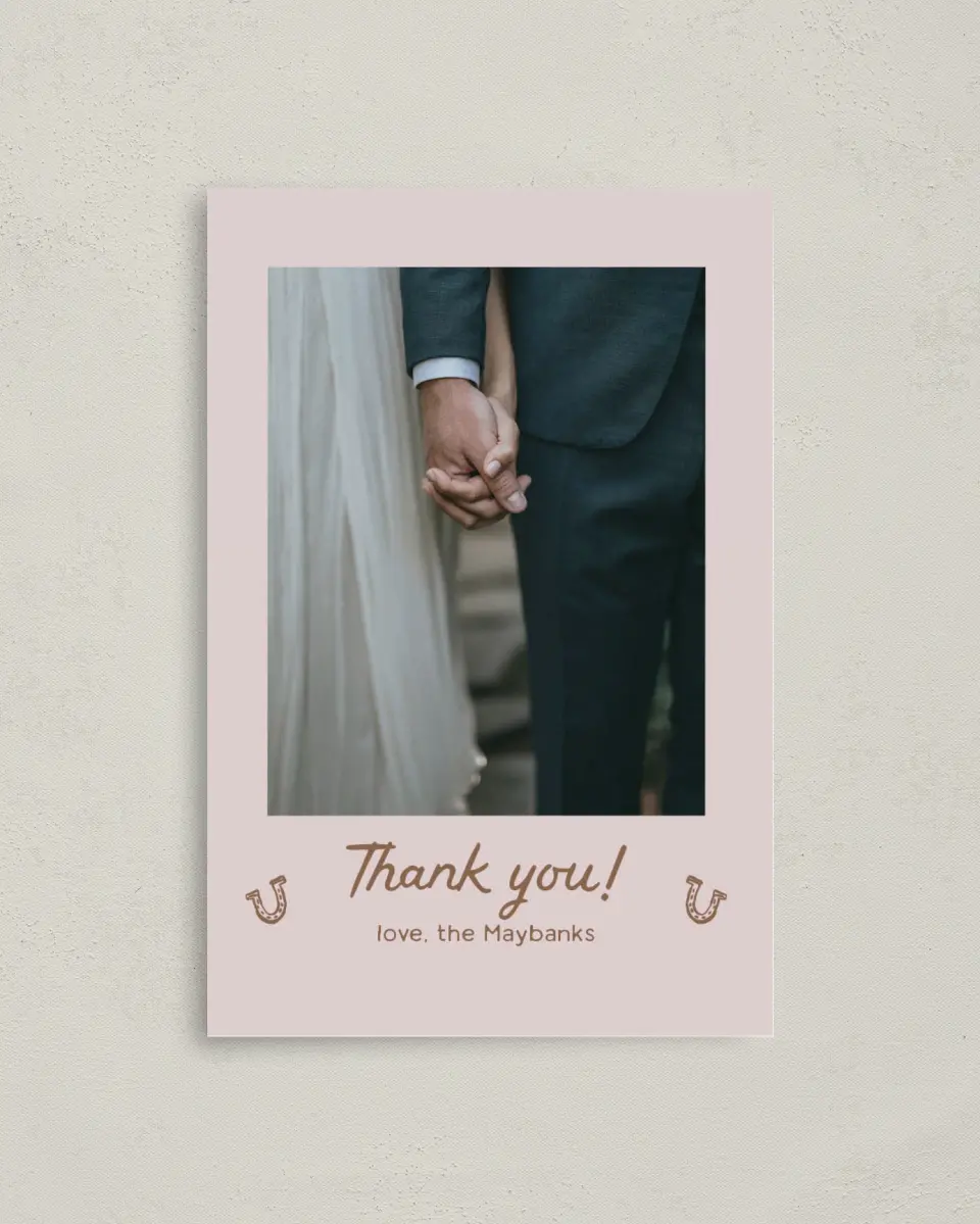 This is a 4" x 6" Folded Thank You Card called Western Whimsy printed in full color on Premium Smooth paper