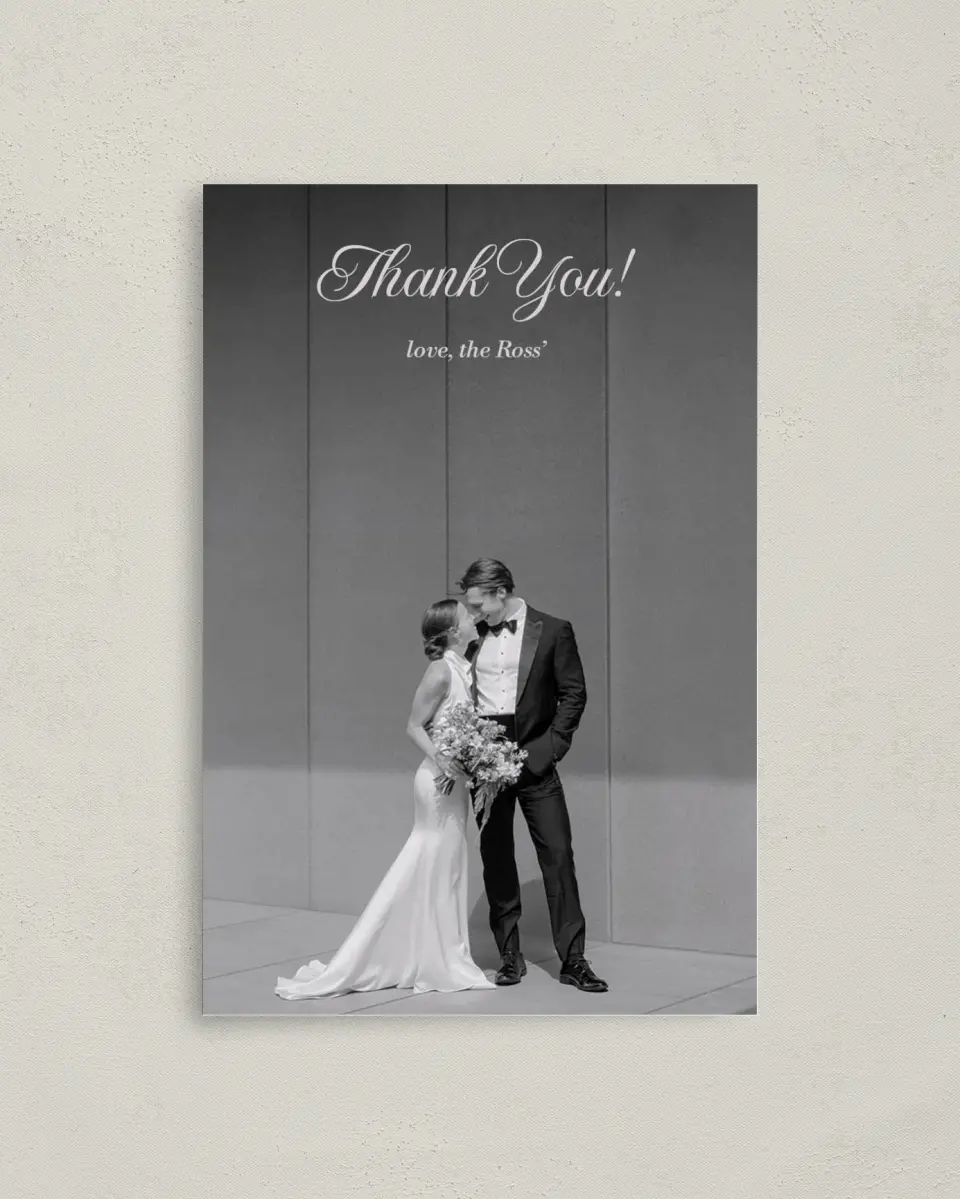 This is a 4" x 6" Folded Thank You Card called Meadow of Merriment printed in full color on Premium Smooth paper