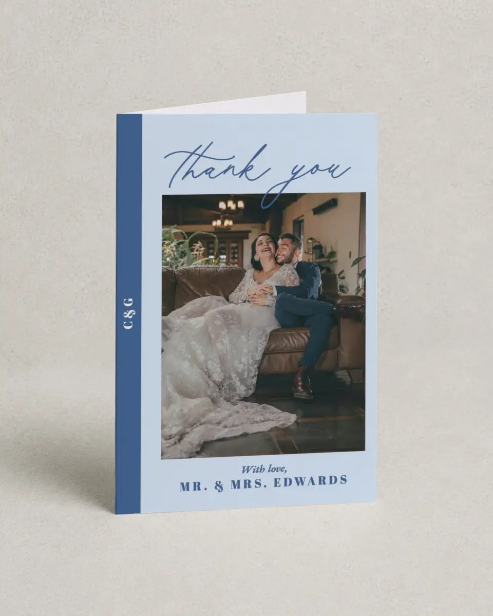 This is a 4" x 6" Folded Thank You Card called Forever and Ever printed in full color on Premium Smooth paper