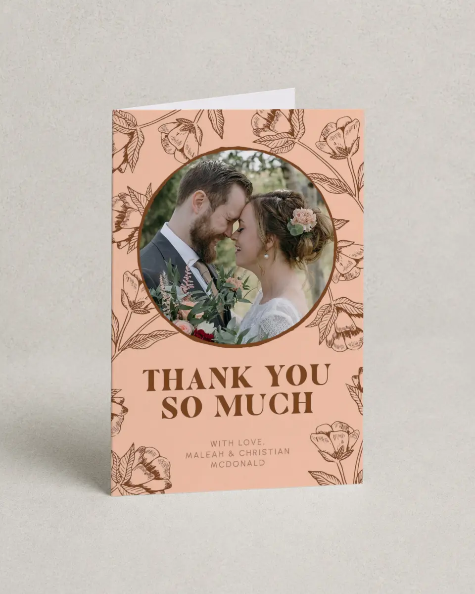This is a 4" x 6" Folded Thank You Card called Agrestal printed in full color on Premium Smooth paper