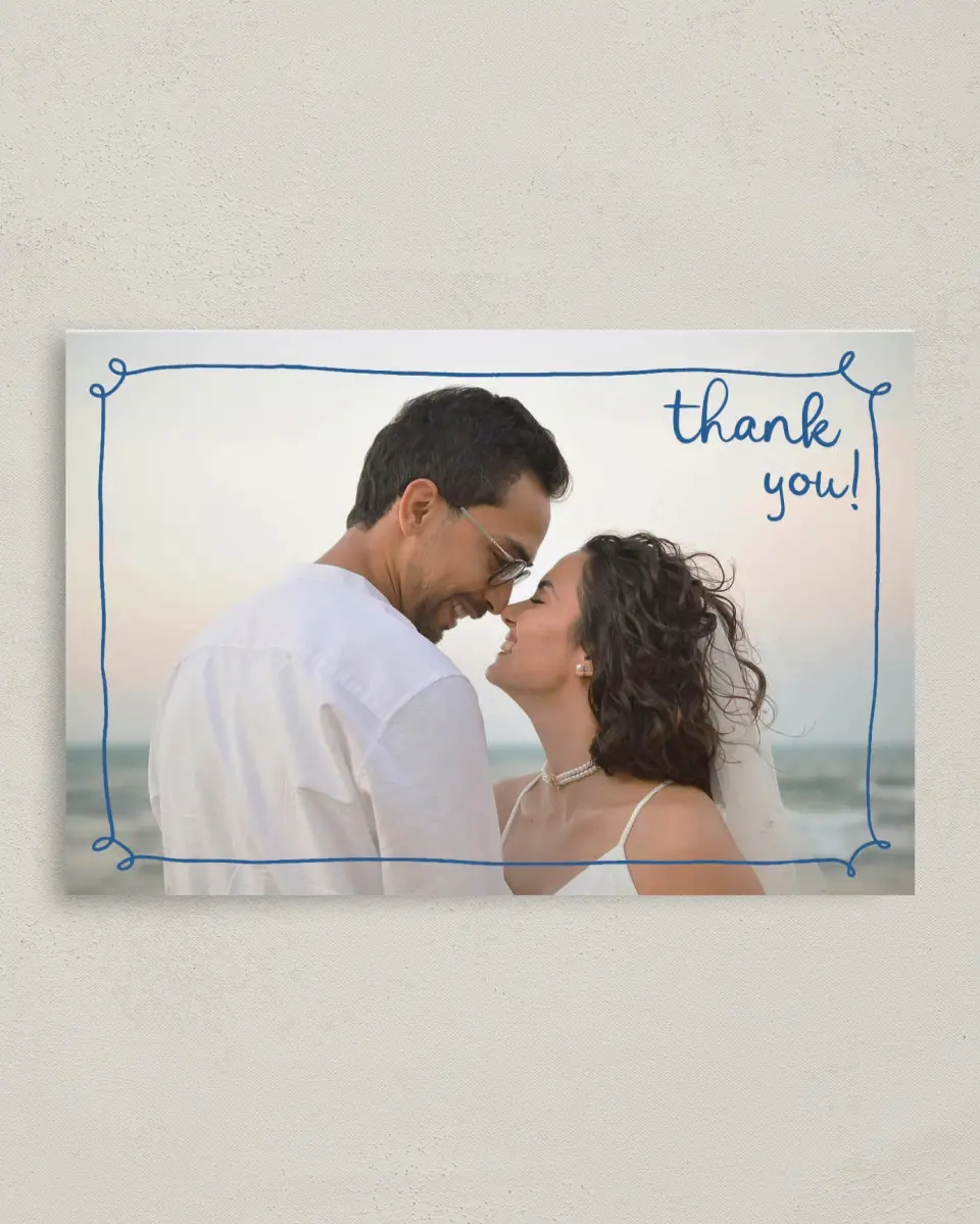 This is a 4" x 6" Folded Thank You Card called Abyssal Love printed in full color with Rose Gold foil on Luxe Satin (coated) paper