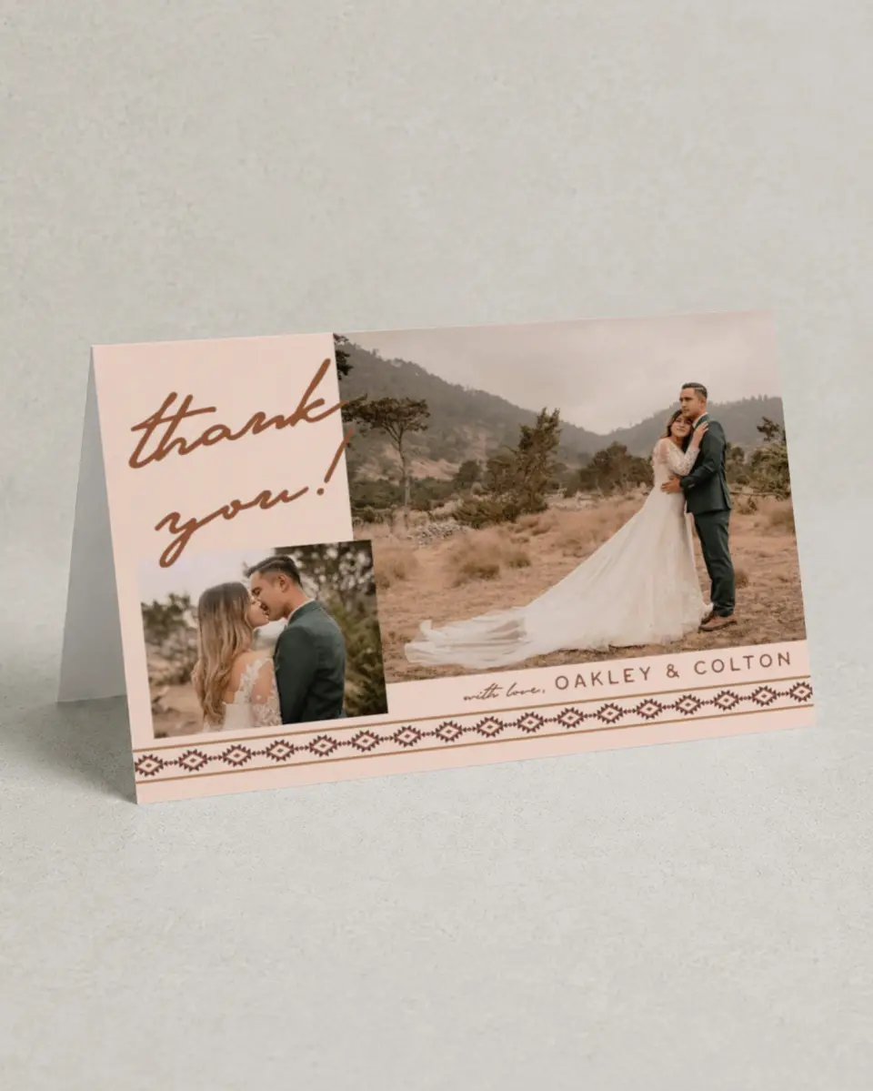 This is a 4" x 6" Folded Thank You Card called Wild at Heart printed in full color on Premium Smooth paper