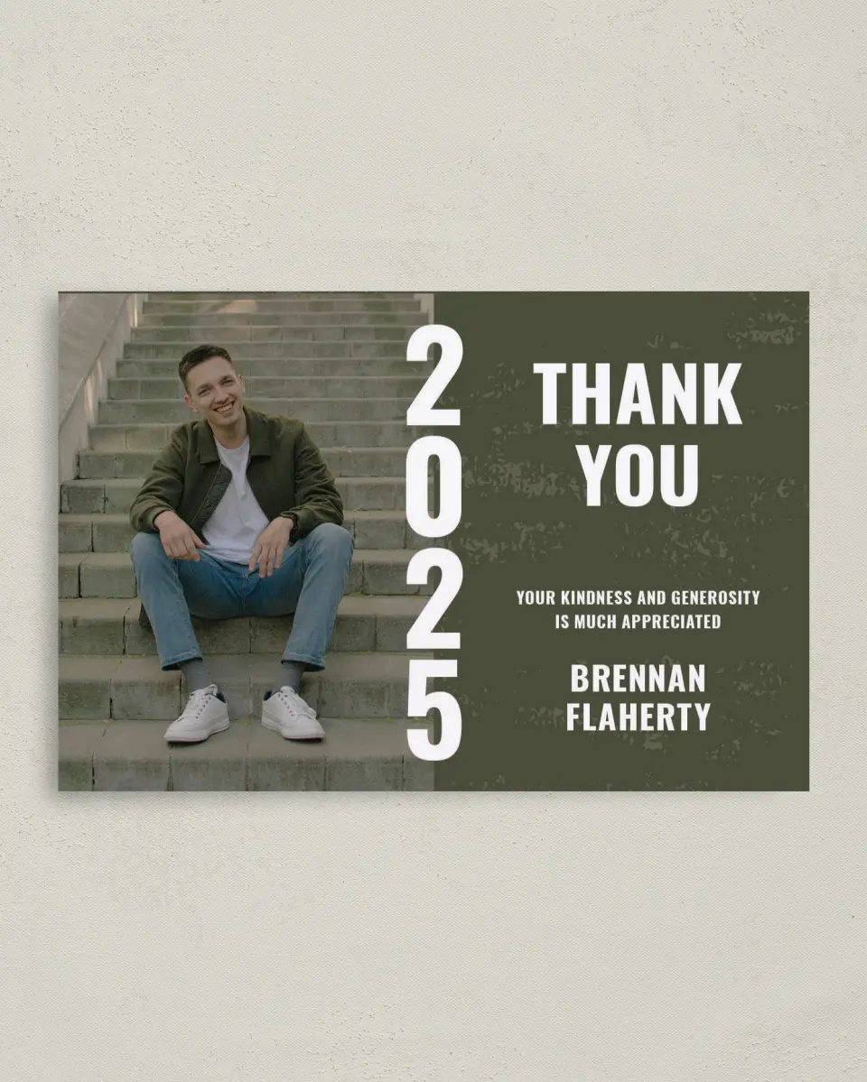 This is a 4" x 6" Folded Graduation Thank You Card called Genuine Graduate printed in full color on Premium Smooth paper