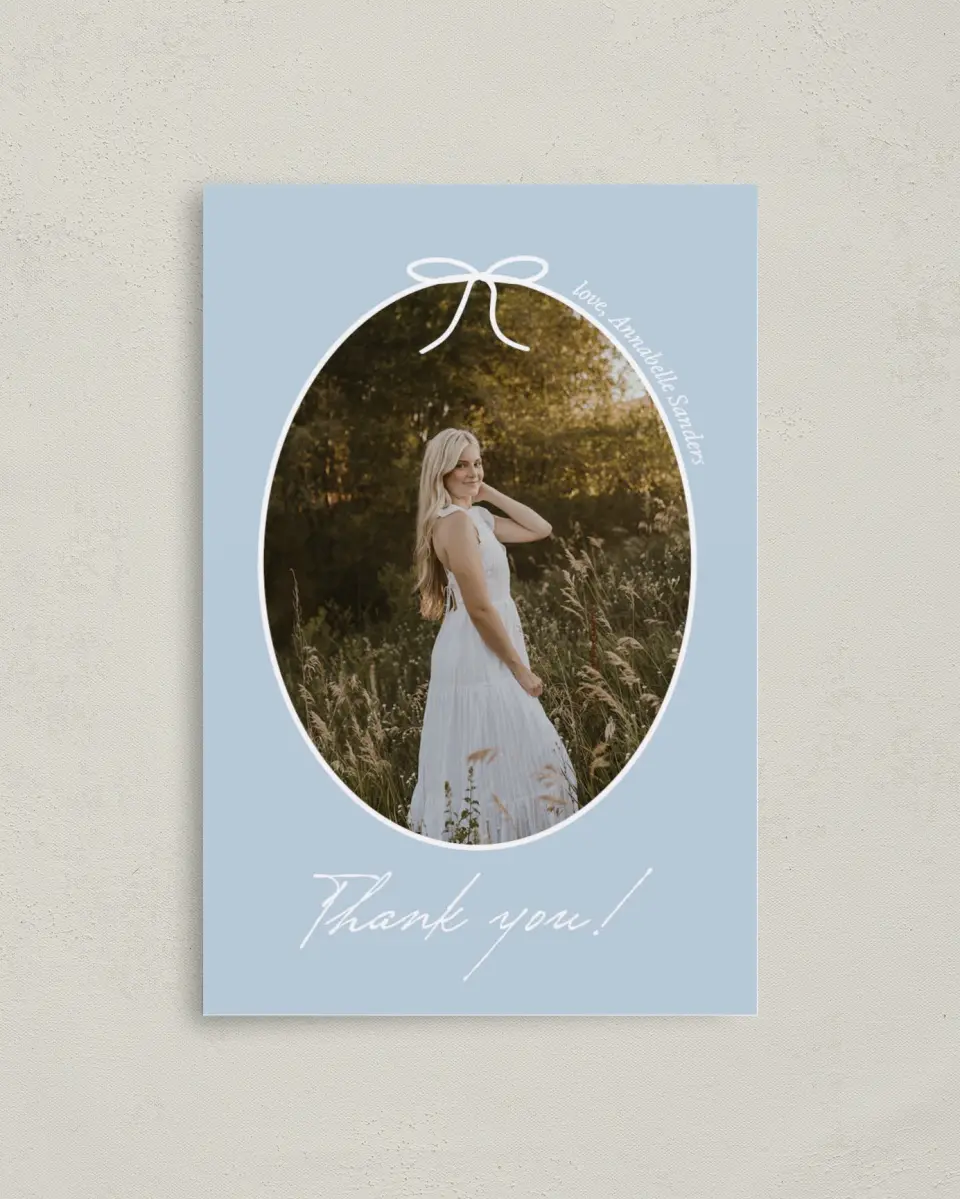 This is a 4" x 6" Folded Graduation Thank You Card called Future Tied printed in full color on Premium Smooth paper