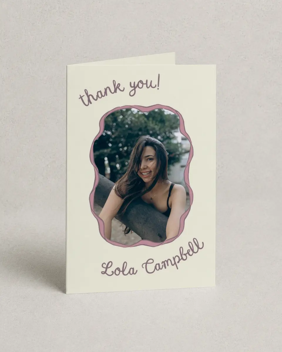 This is a 4" x 6" Folded Graduation Thank You Card called Wrapped in Success printed in full color on Premium Smooth paper