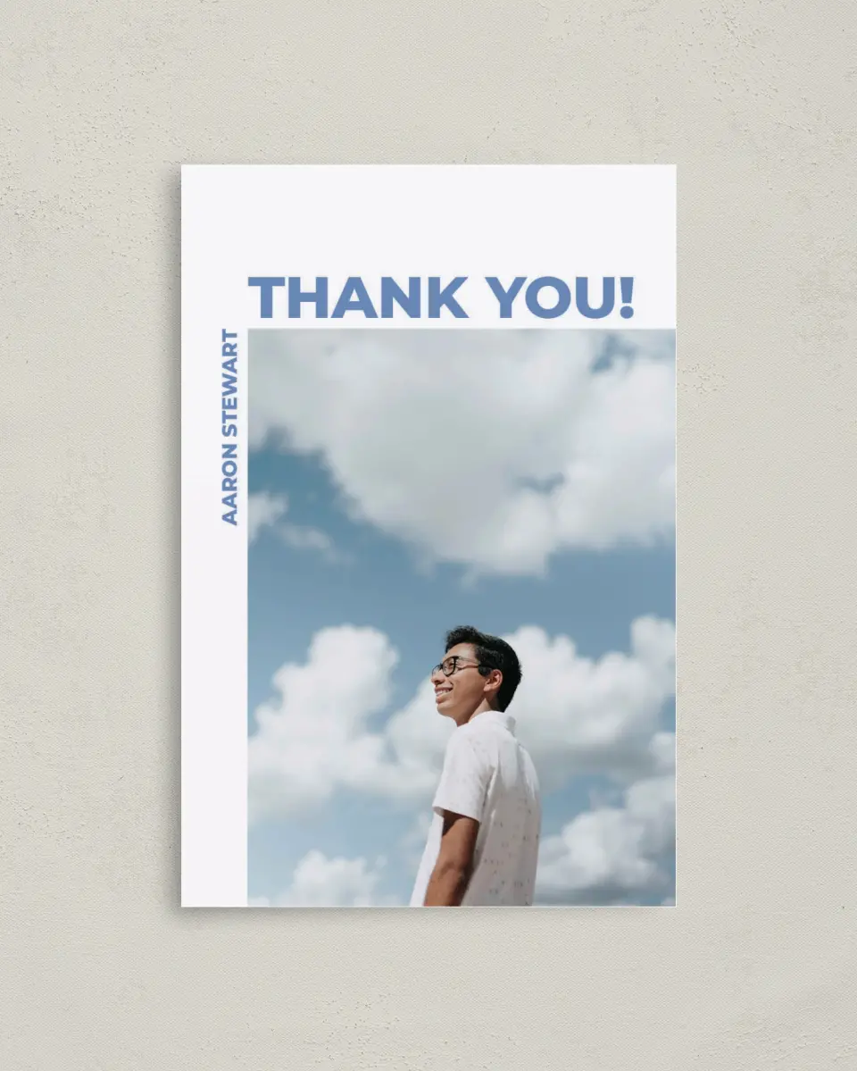 This is a 4" x 6" Folded Graduation Thank You Card called Bright Beginnings printed in full color on Premium Smooth paper