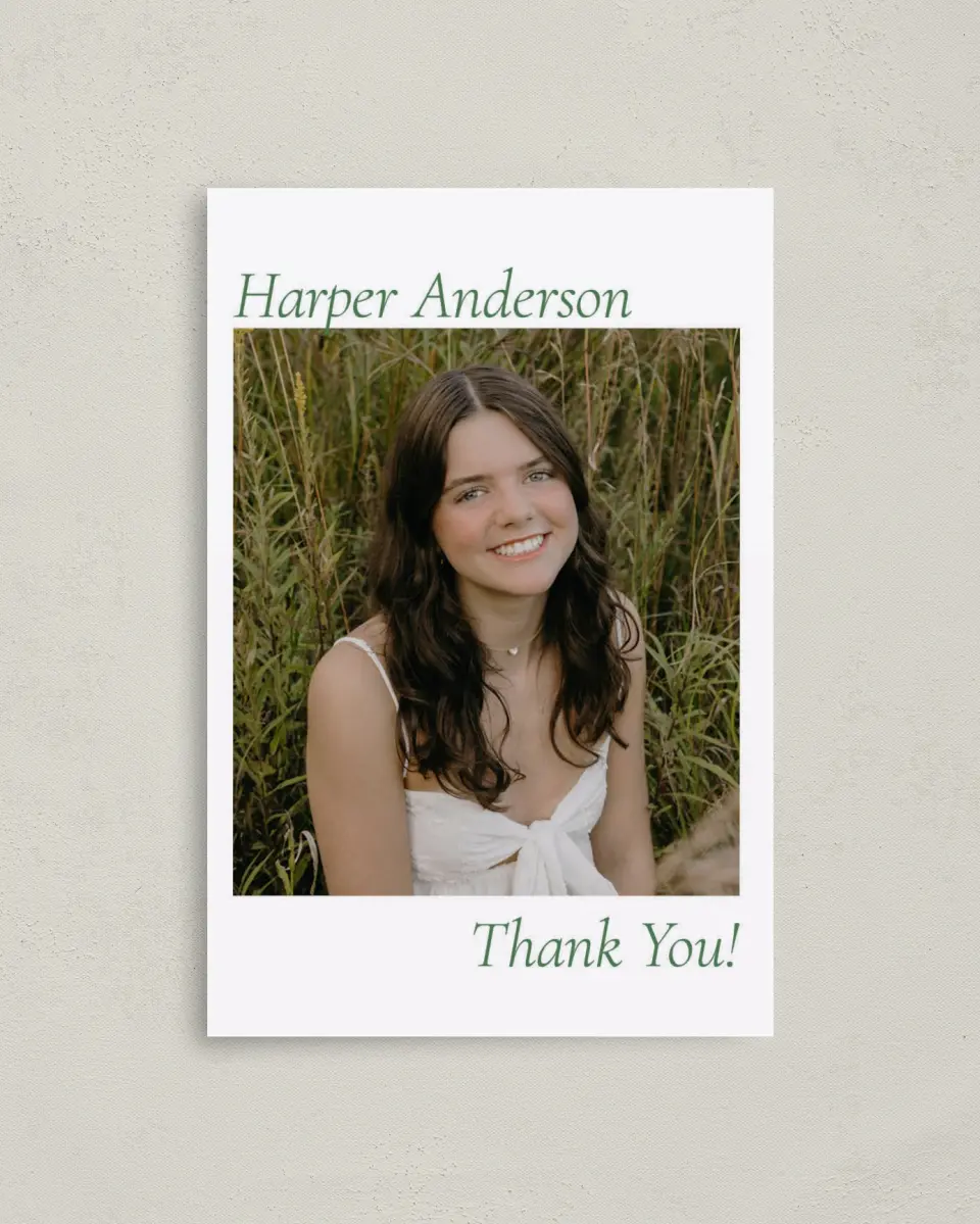 This is a 4" x 6" Folded Graduation Thank You Card called Our Grad printed in full color on Premium Smooth paper