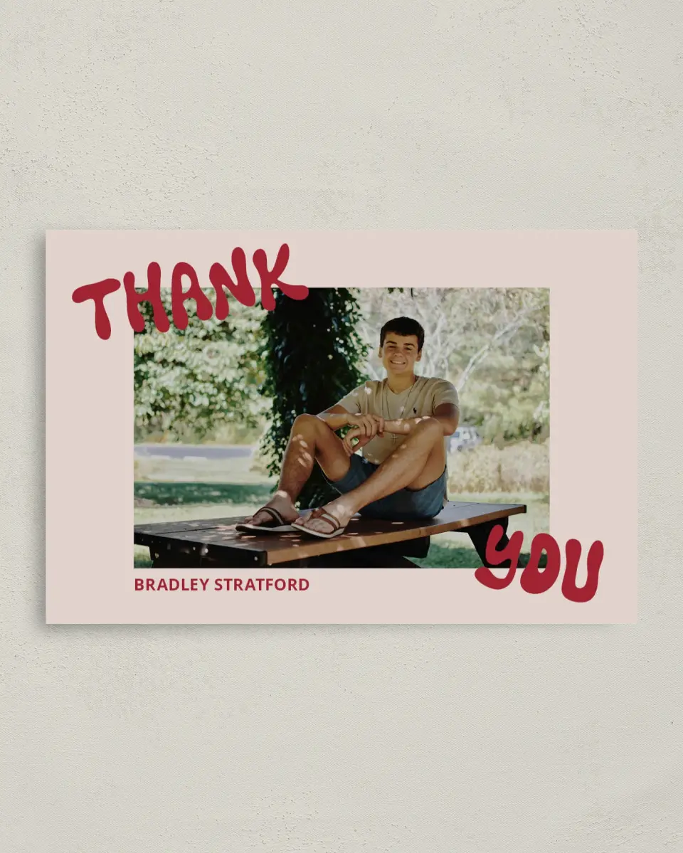 This is a 4" x 6" Folded Graduation Thank You Card called Final Countdown printed in full color on Premium Smooth paper