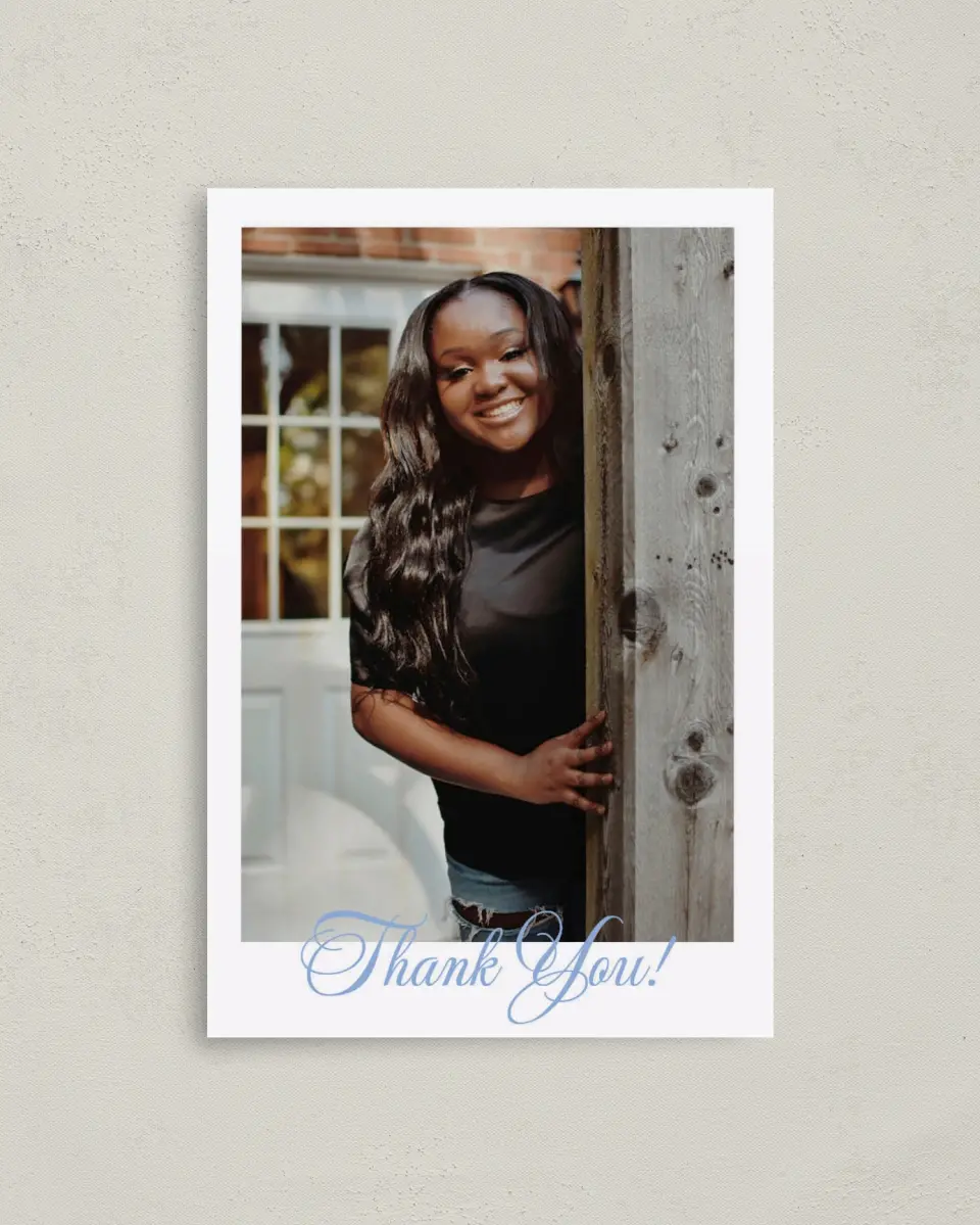 This is a 4" x 6" Folded Graduation Thank You Card called Celebration of Success printed in full color on Premium Smooth paper