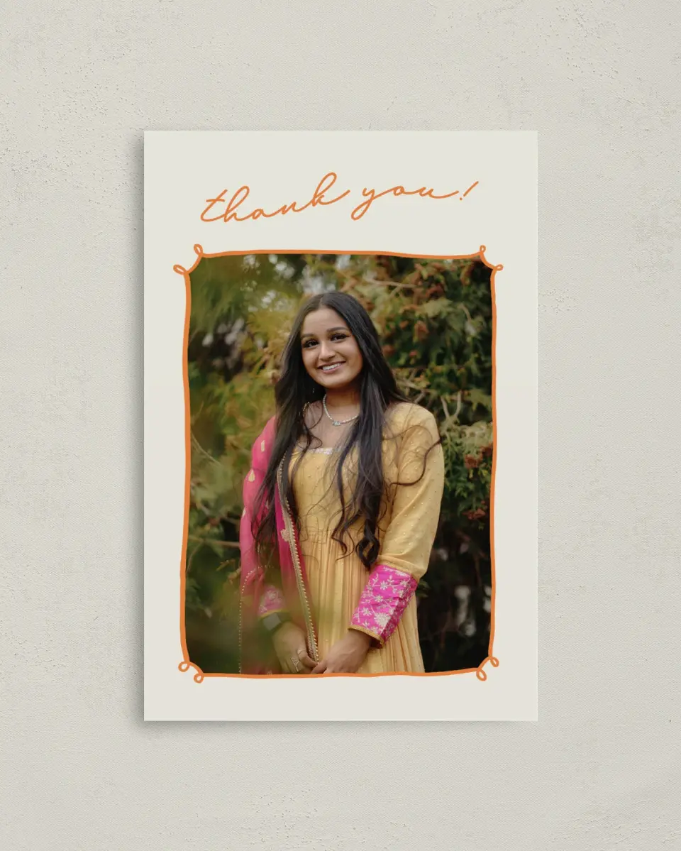 This is a 4" x 6" Folded Graduation Thank You Card called Grand Grad printed in full color on Premium Smooth paper