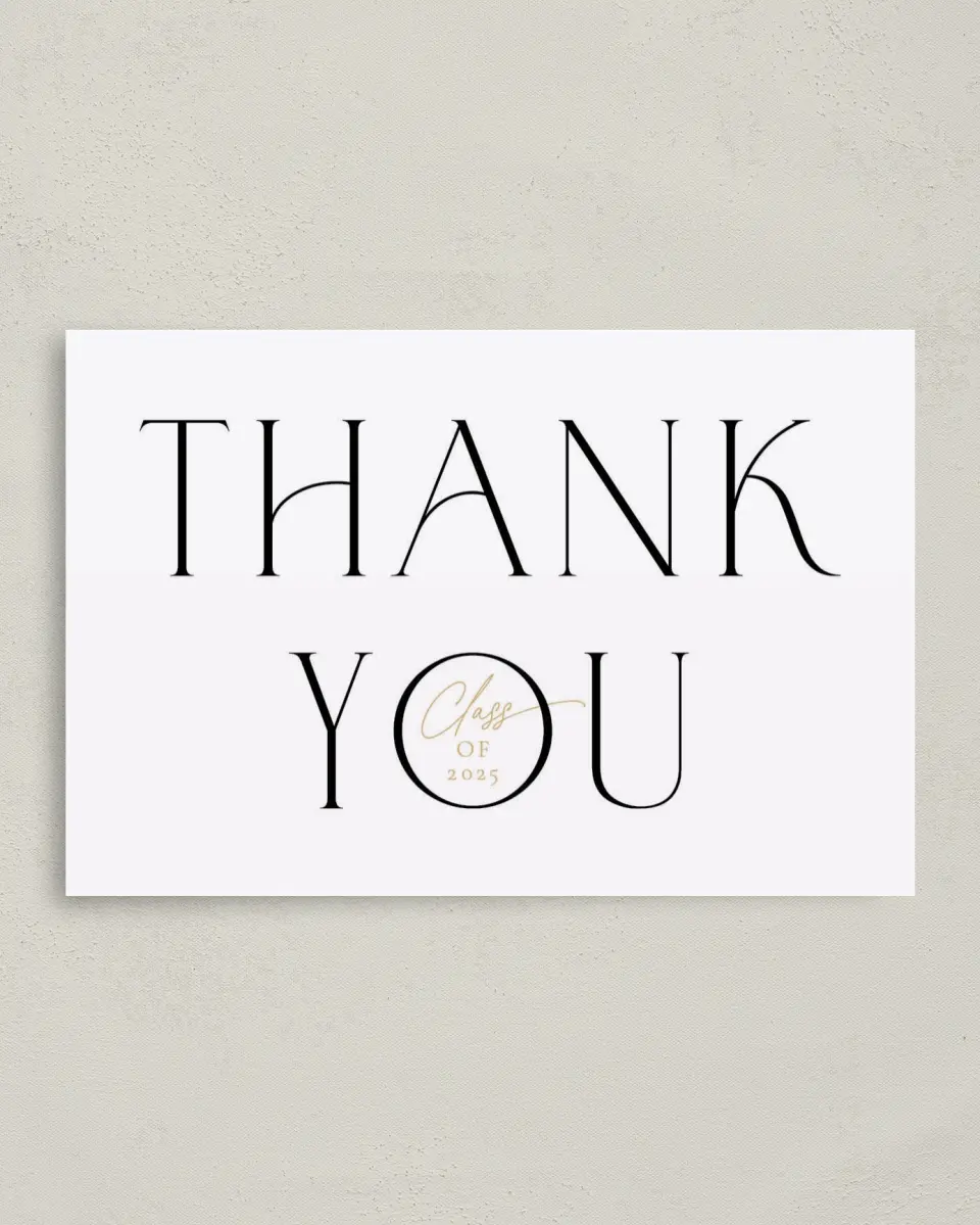 This is a 4" x 6" Folded Graduation Thank You Card called Brilliant Year printed in full color on Premium Smooth paper
