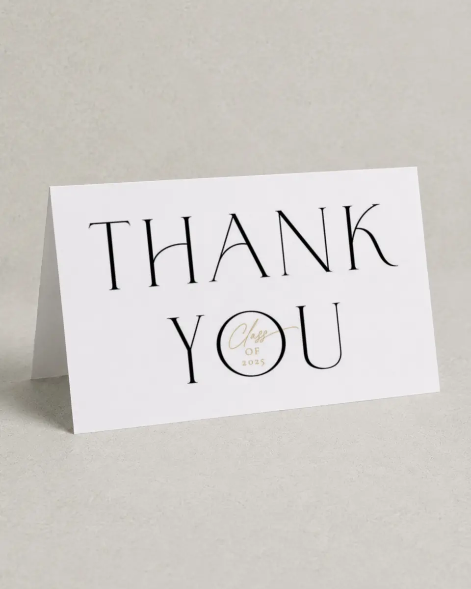 This is a 4" x 6" Folded Graduation Thank You Card called Brilliant Year printed in full color on Premium Smooth paper