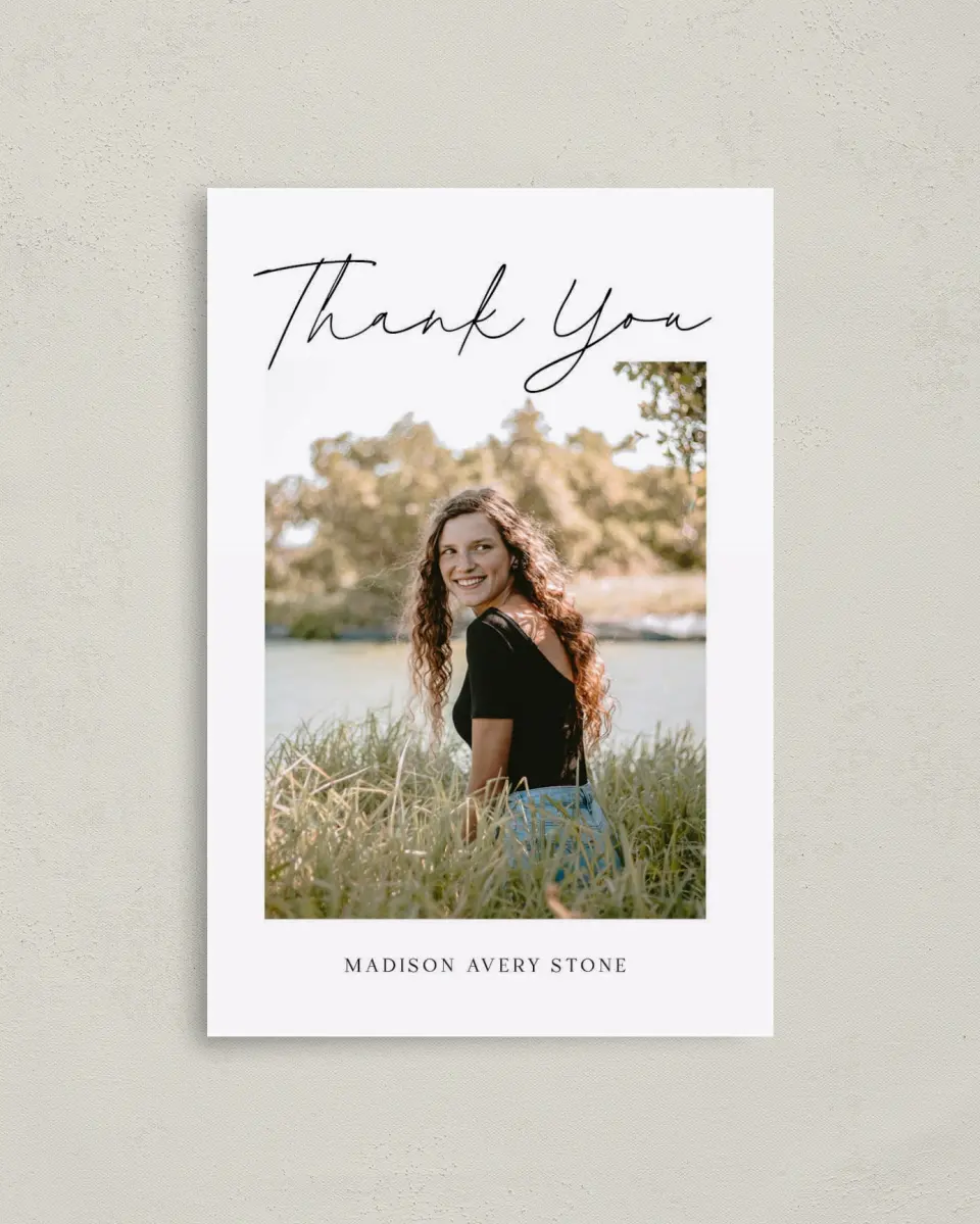 This is a 4" x 6" Folded Graduation Thank You Card called Top of Class printed in full color on Premium Smooth paper