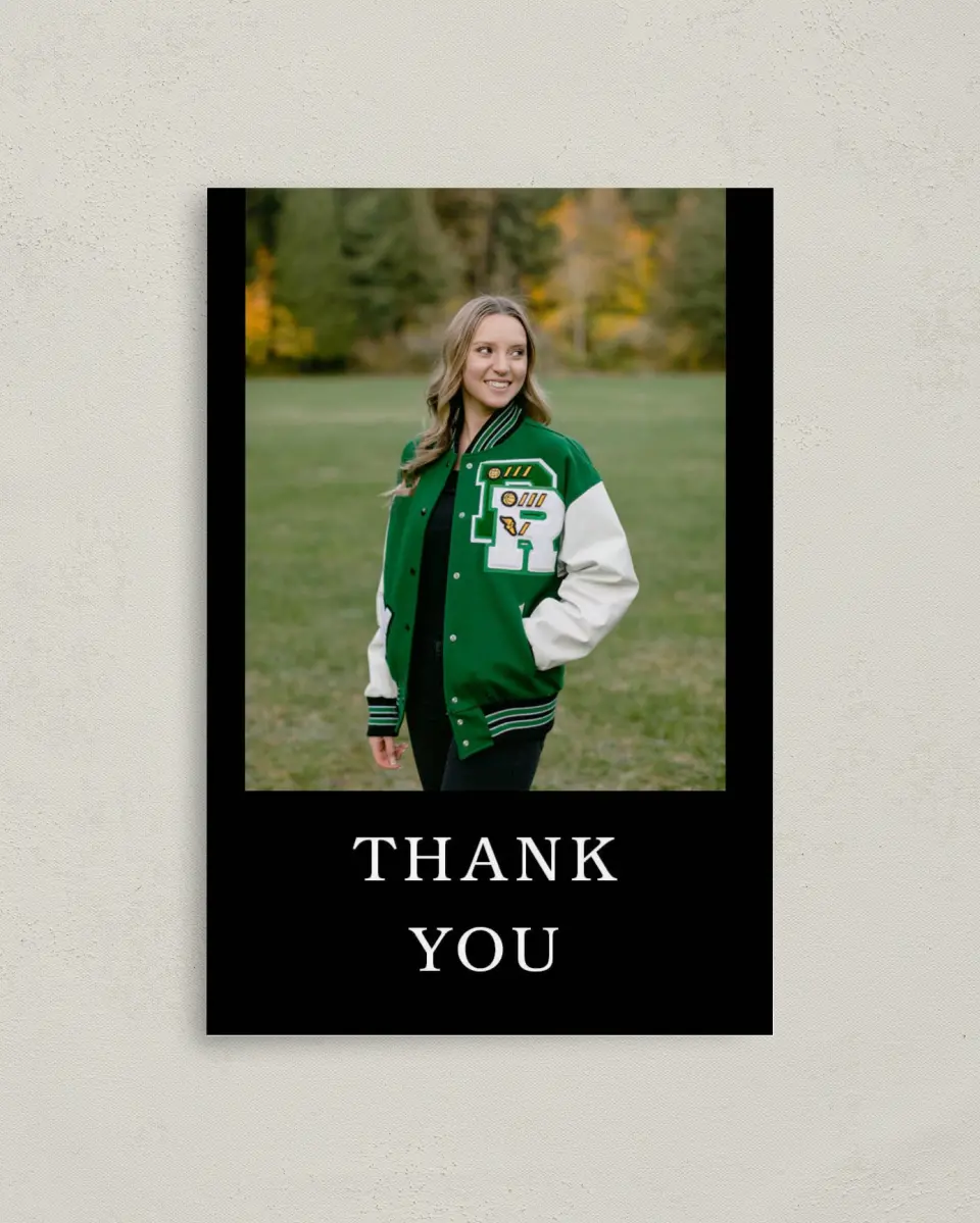 This is a 4" x 6" Folded Graduation Thank You Card called Proud Moments printed in full color on Premium Smooth paper