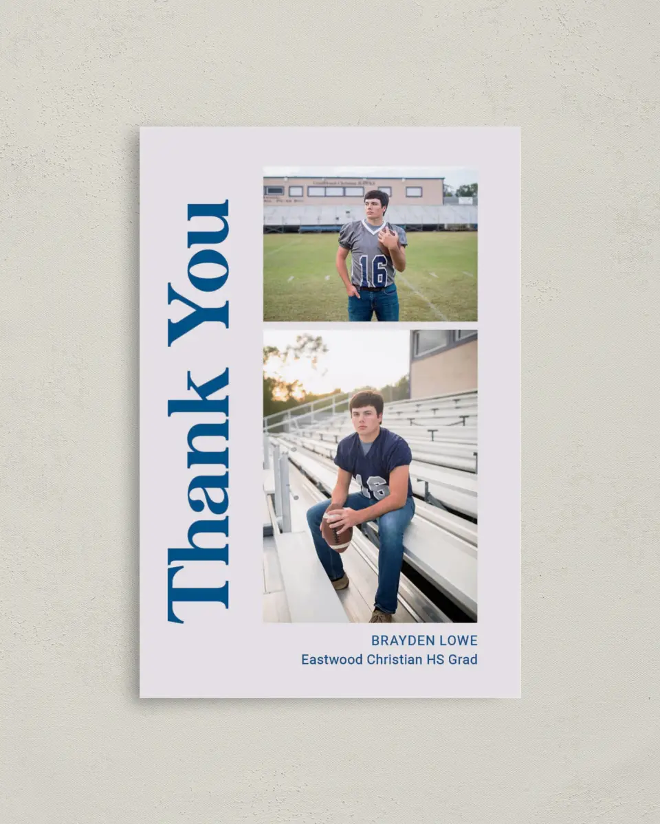 This is a 4" x 6" Folded Graduation Thank You Card called Side of Success printed in full color on Premium Smooth paper