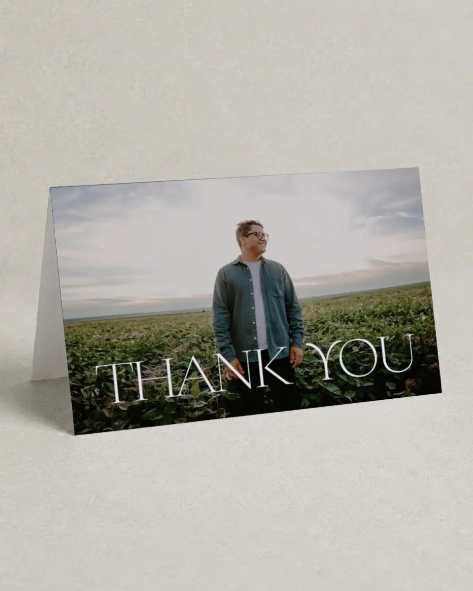 This is a 4" x 6" Folded Graduation Thank You Card called Future Bound printed in full color on Premium Smooth paper