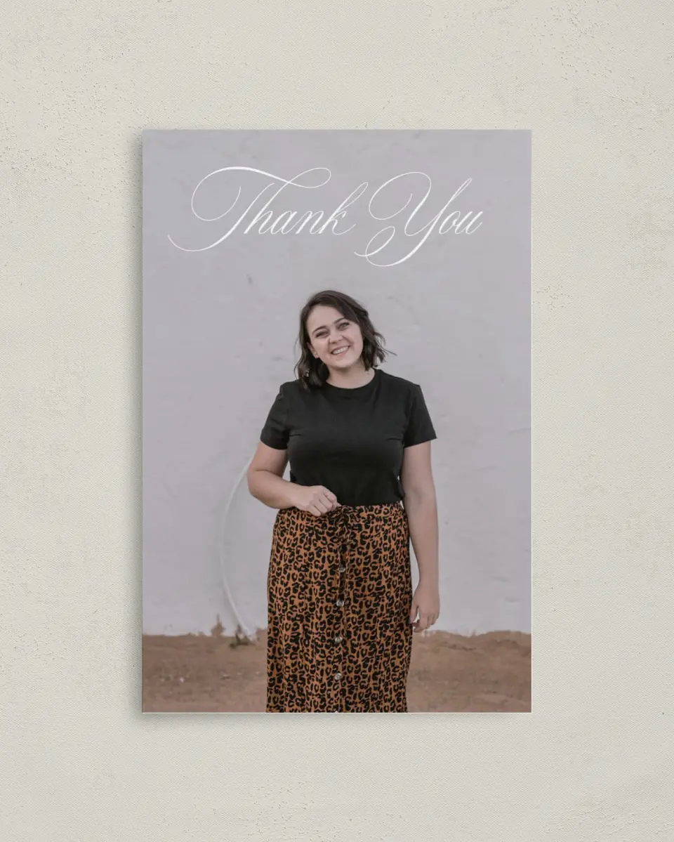 This is a 4" x 6" Folded Graduation Thank You Card called Class Elegance printed in full color on Premium Smooth paper