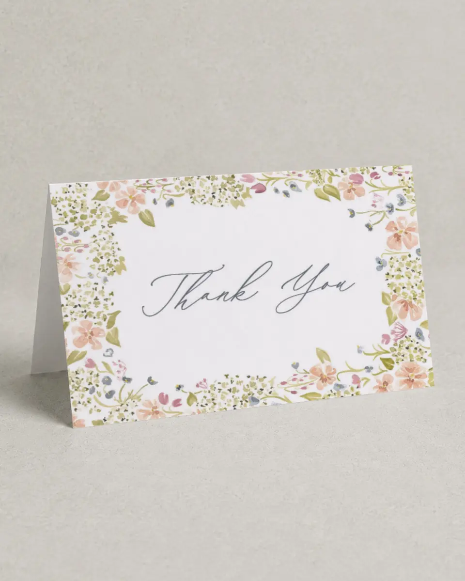 This is a 4" x 6" Folded Graduation Thank You Card called Blooming Bright printed in full color on Premium Smooth paper