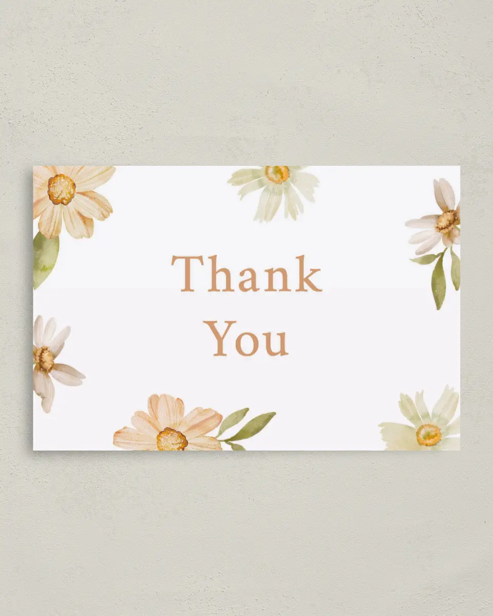 This is a 4" x 6" Folded Graduation Thank You Card called Sunny Blooms printed in full color on Premium Smooth paper