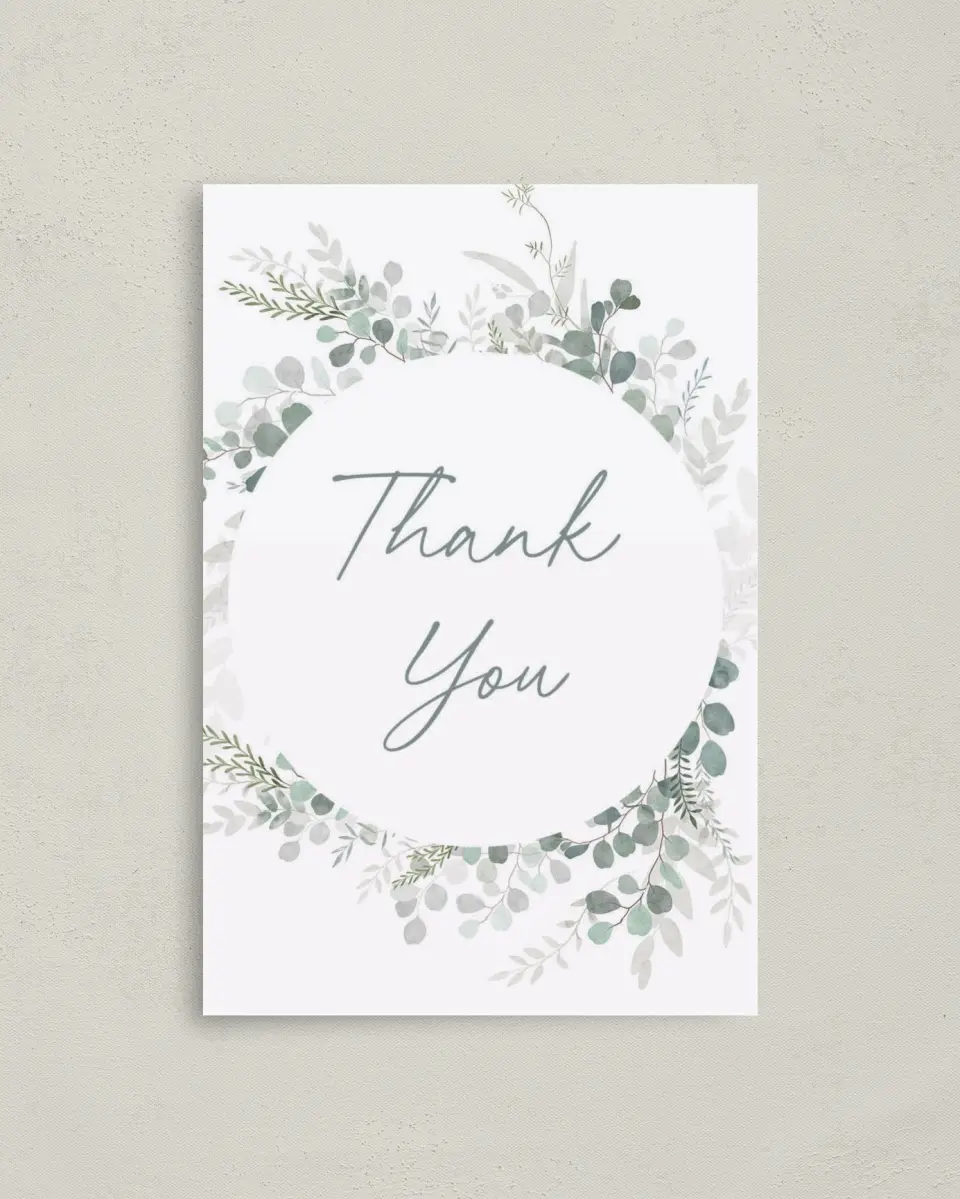 This is a 4" x 6" Folded Graduation Thank You Card called Grad Greenery printed in full color on Premium Smooth paper