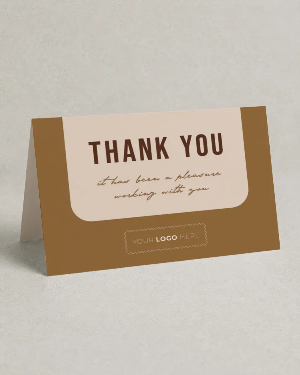This is a 4" x 6" Folded Business Thank You Card called Urban Essence printed in full color on Premium Smooth paper